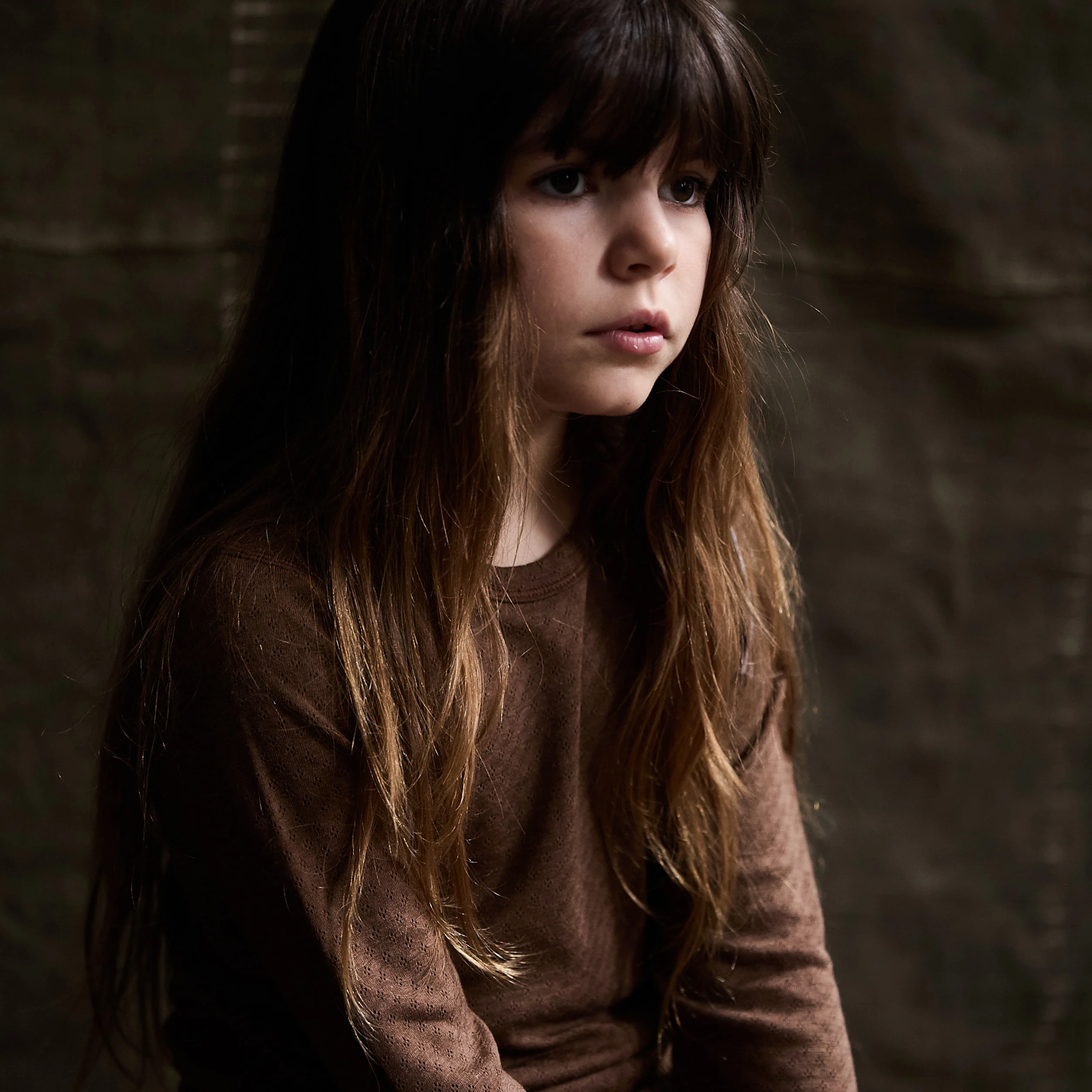 Lark Baby & Kids Top - Wool/Silk Pointelle - Pecan - Image 3
