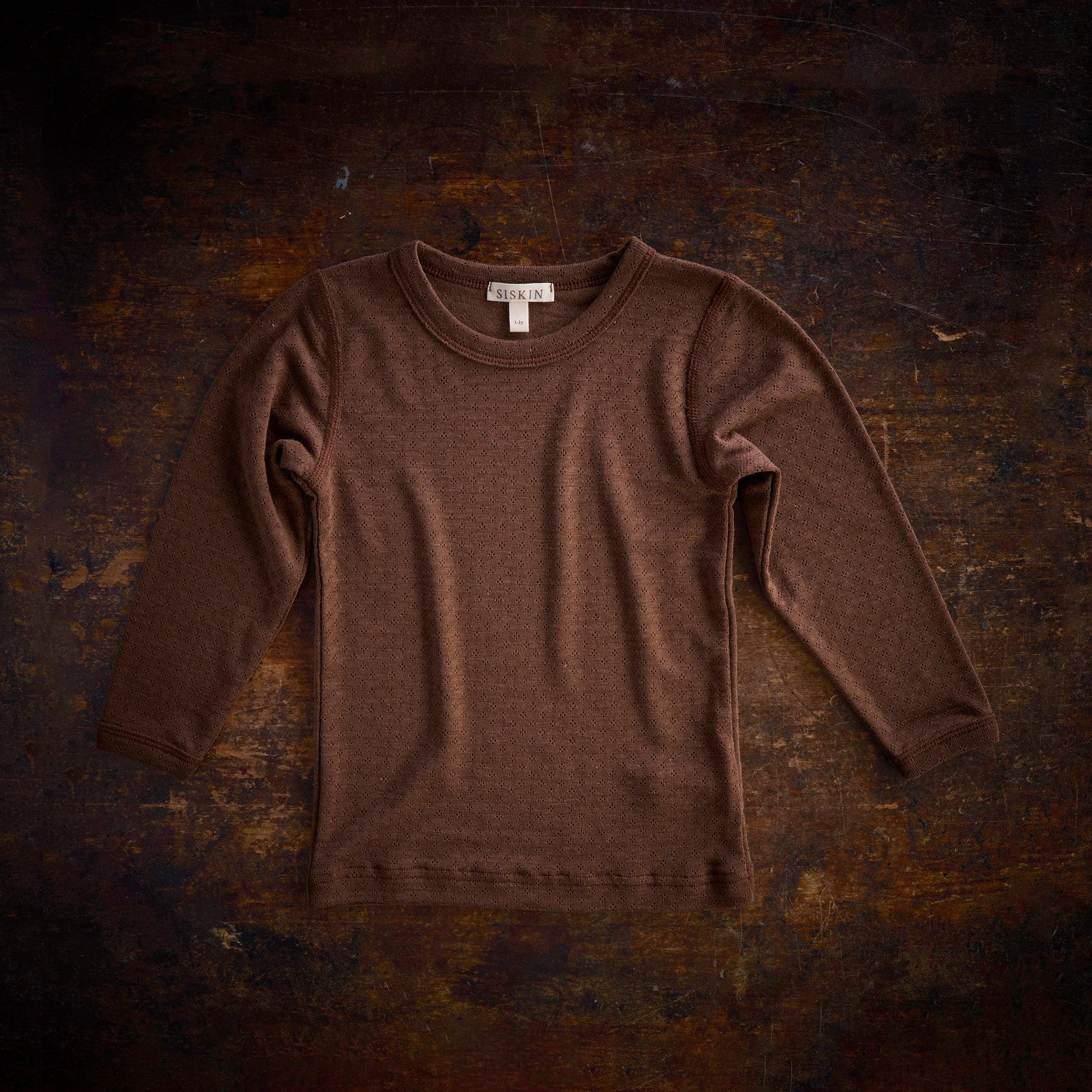 Lark Baby & Kids Top - Wool/Silk Pointelle - Pecan - Image 4