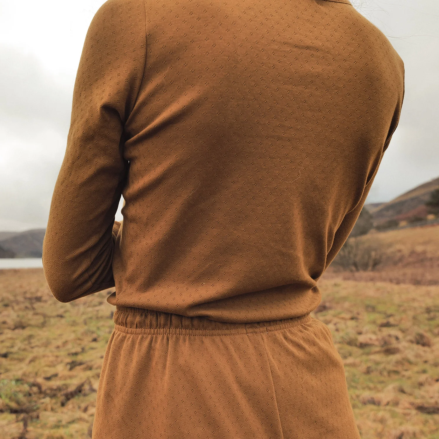 Lark Women's Top - Cotton Pointelle - Copper - Image 2