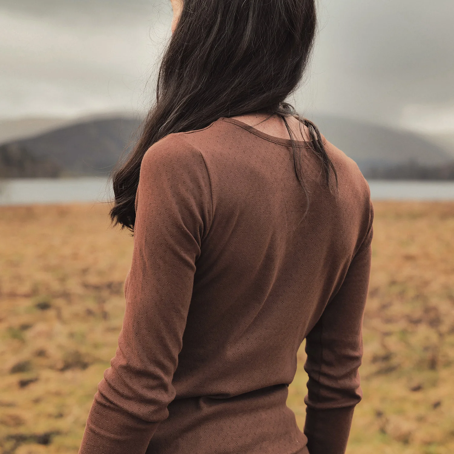 Lark Women's Top - Cotton Pointelle - Squirrel - Image 3