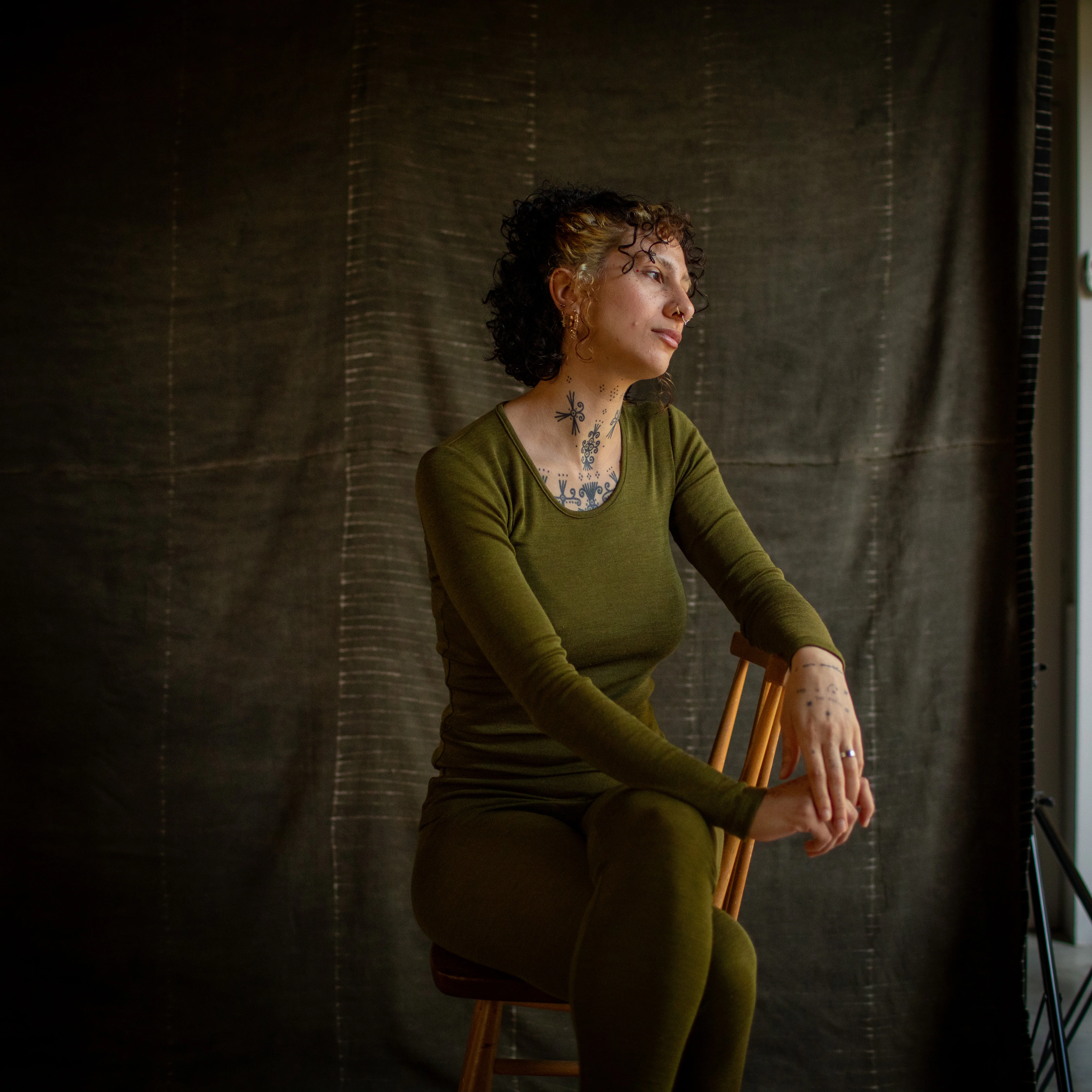Lark Women's Top - Merino Wool & Silk - Seaweed - Image 3