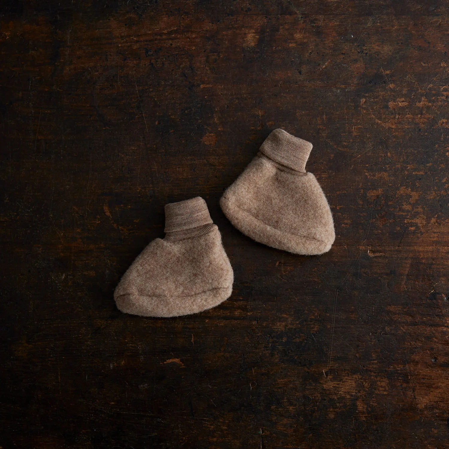 Magpie Baby Booties - Merino Wool Fleece - Driftwood - Image 3