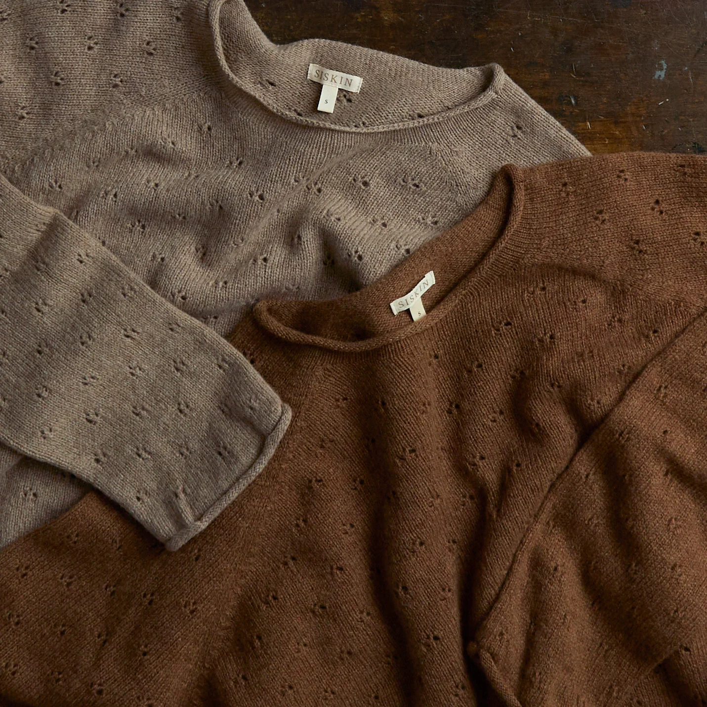 Meadow Women's Pointelle Sweater - Superfine Lambswool - Hazelnut - Image 4