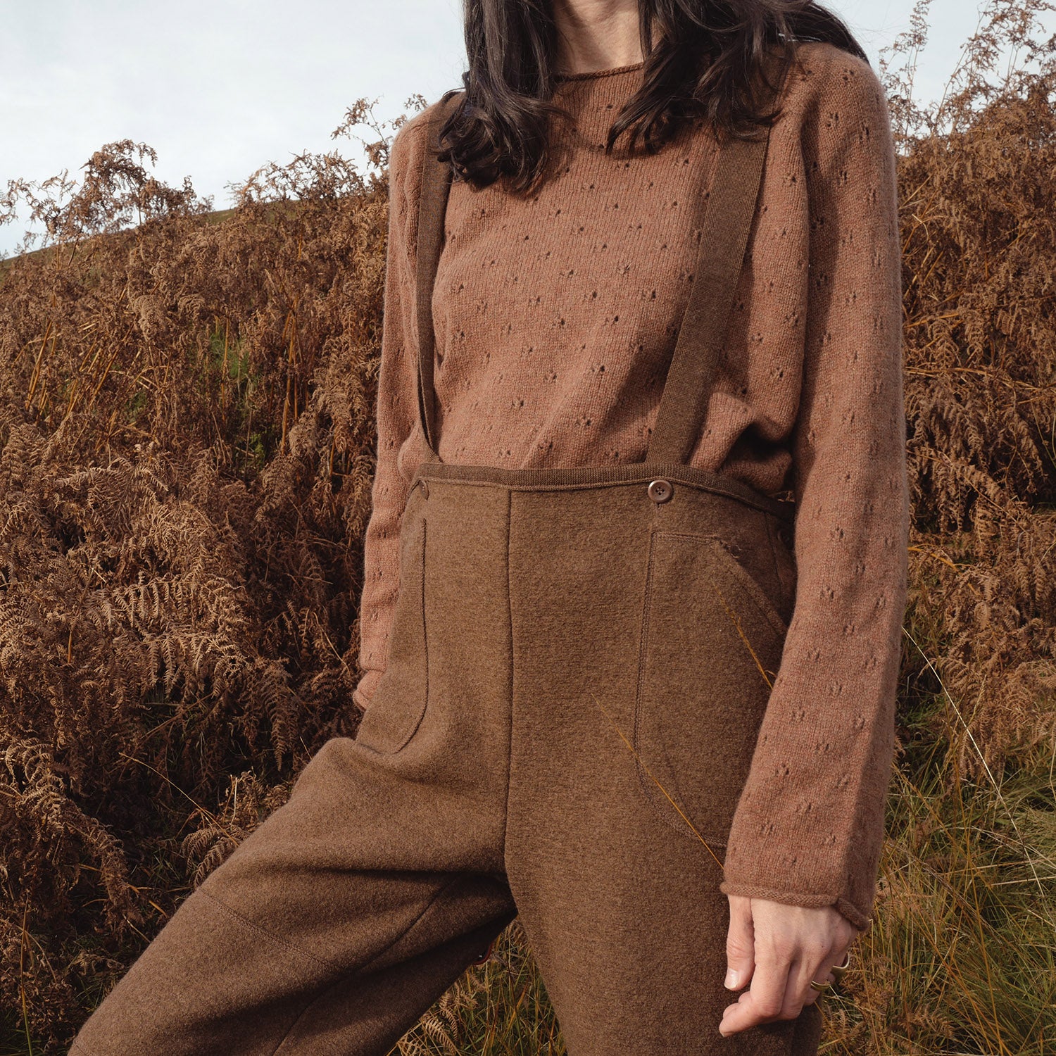 Meadow Women's Pointelle Sweater - Superfine Lambswool - Hazelnut - Image 2