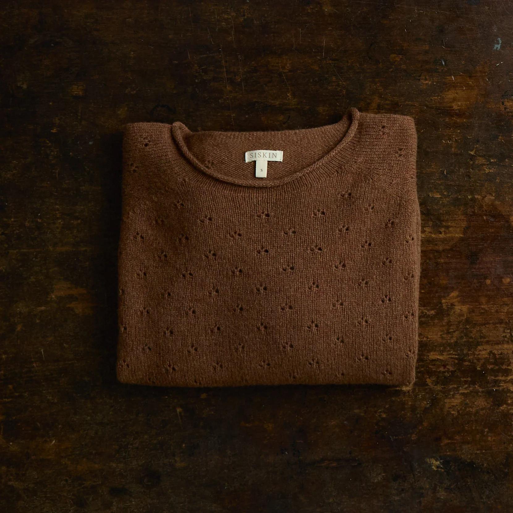 Meadow Women's Pointelle Sweater - Superfine Lambswool - Hazelnut - Image 5
