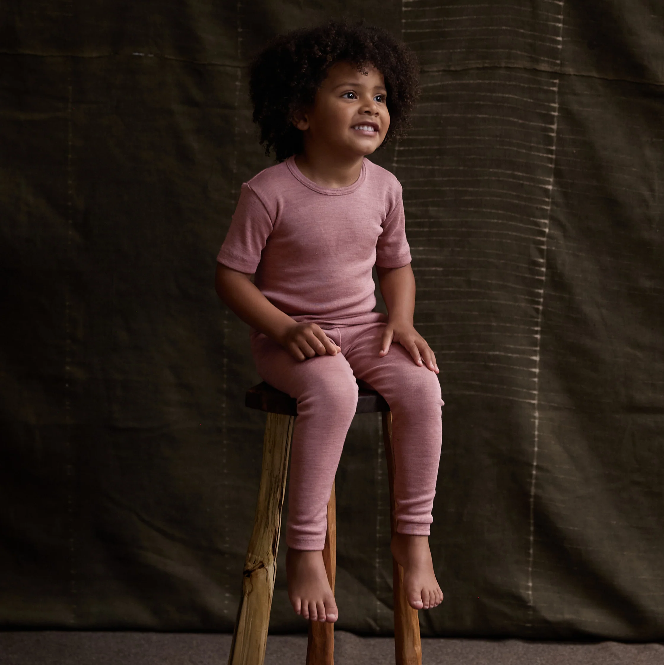 Finch Kids Leggings - Merino Wool & Silk - Orchid - Image 2