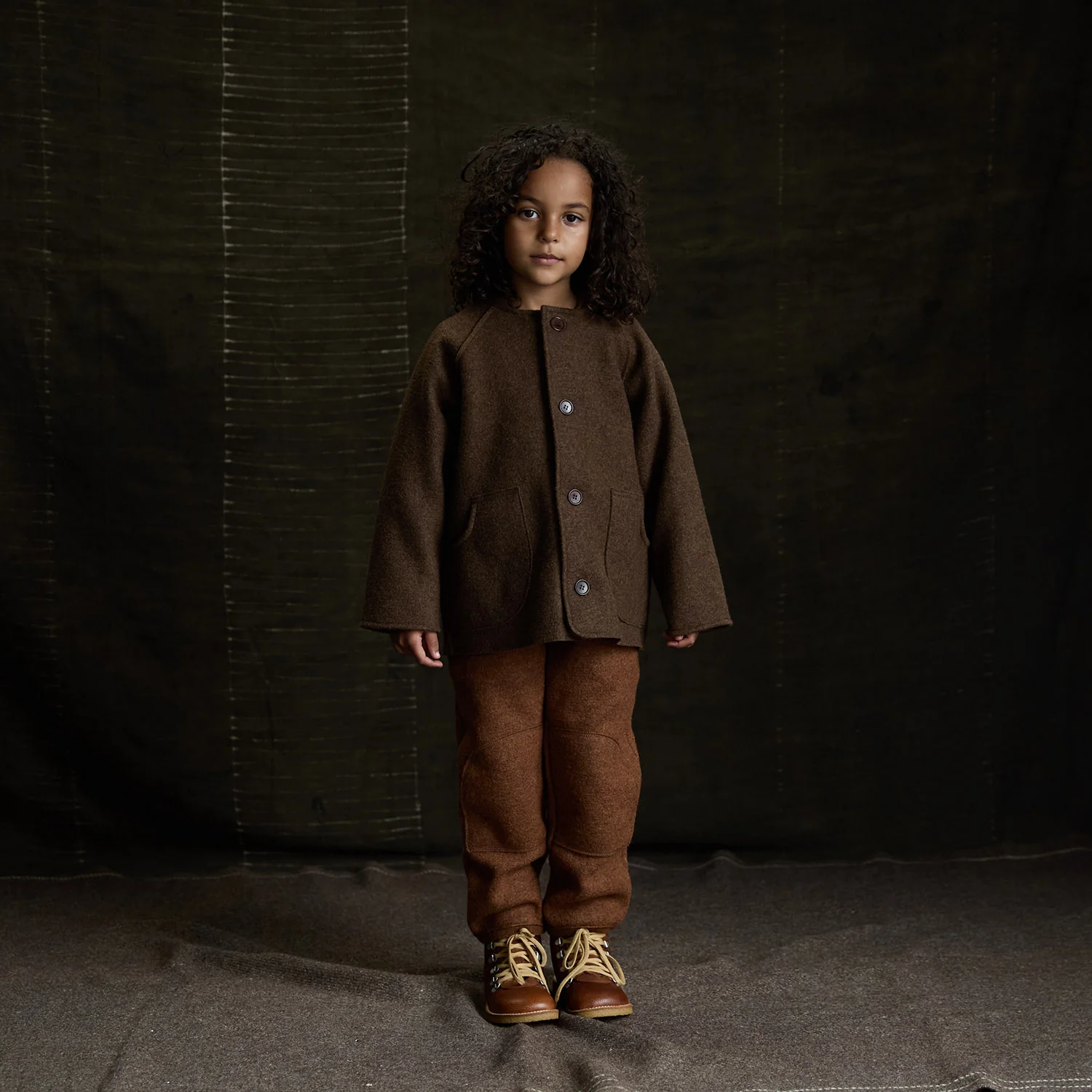 Mountain Kids Jacket - Boiled Merino Wool - Hazelnut - Image 2