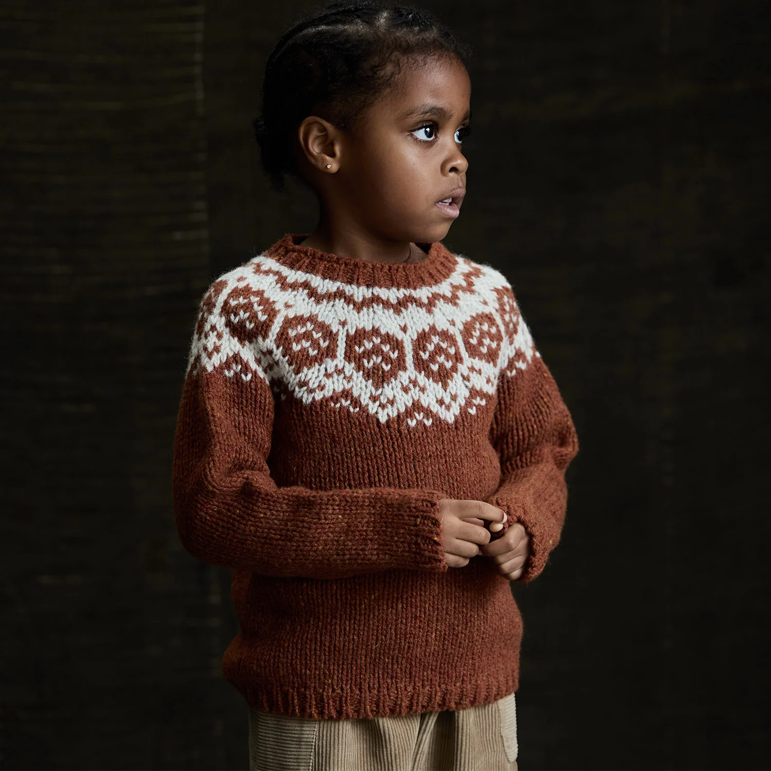 Norse Baby & Kids Sweater - Donegal Wool - Cinnamon - Image 4
