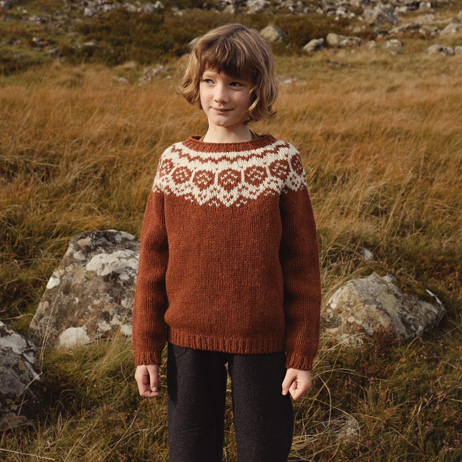 Norse Baby & Kids Sweater - Donegal Wool - Cinnamon - Image 5