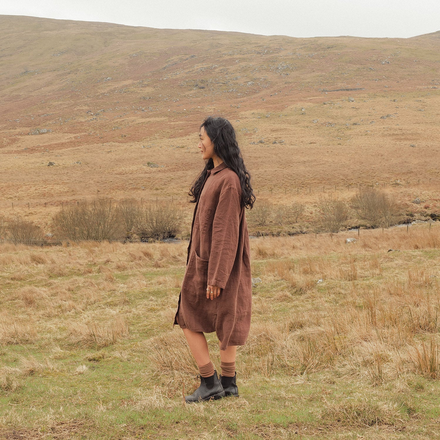 Oak Women's Dress - Linen - Squirrel