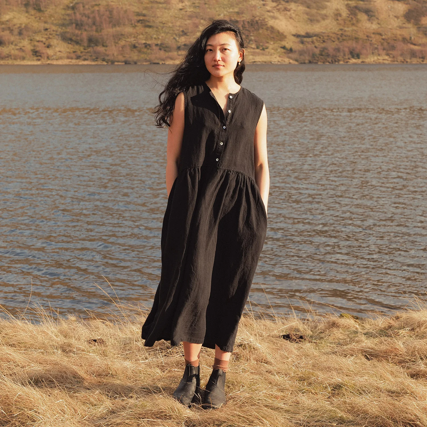 Orchard Women's Dress - Linen - Black