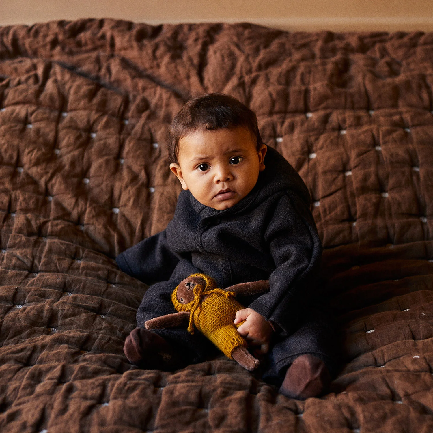 Pixie Baby & Kids Overall - Boiled Merino Wool - Anthracite - Image 2