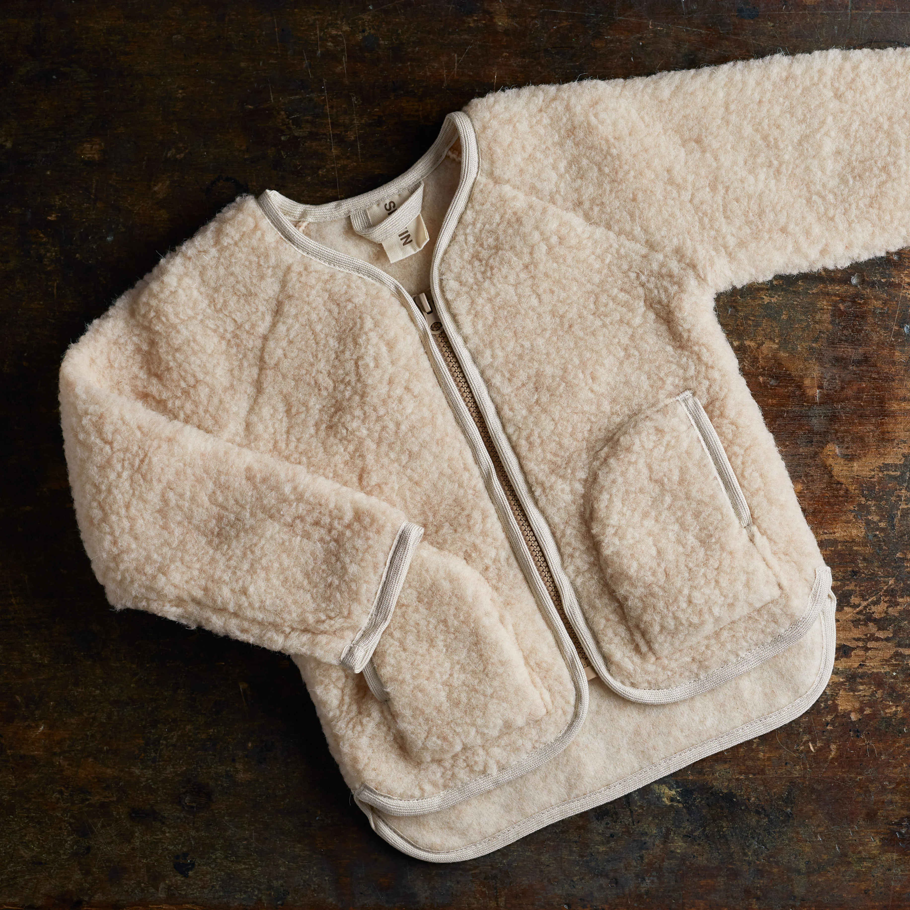 Oribi Baby & Kids Jacket - Wool Teddy Fleece - Oatmeal - Image 2