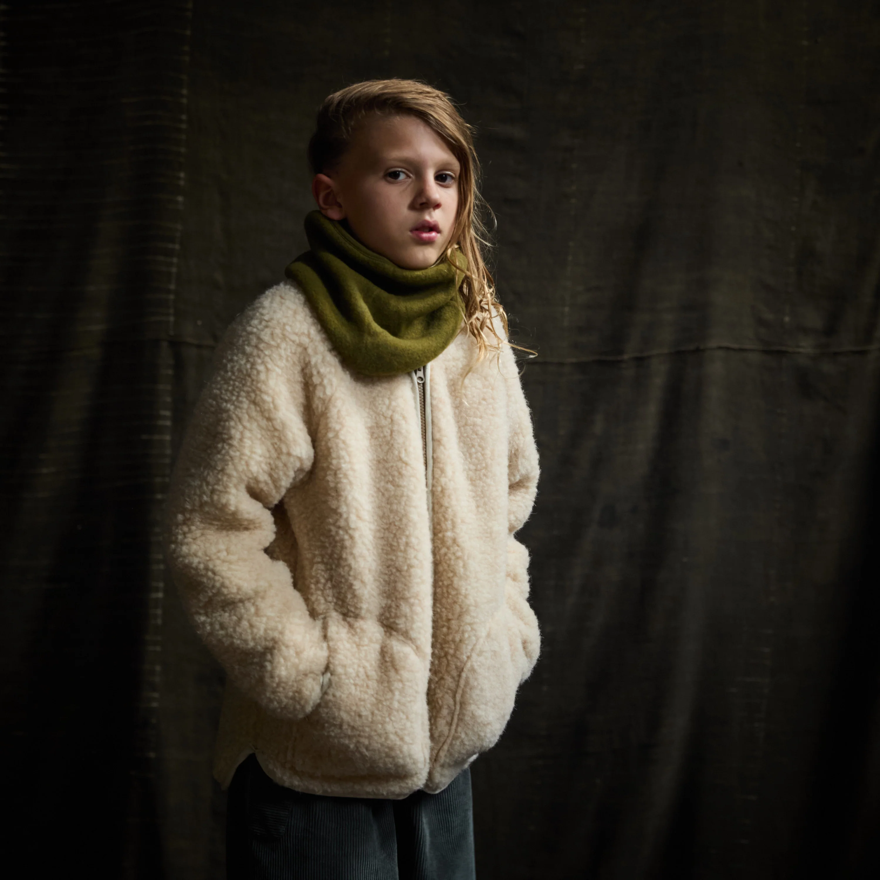 Oribi Baby & Kids Jacket - Wool Teddy Fleece - Oatmeal - Image 3