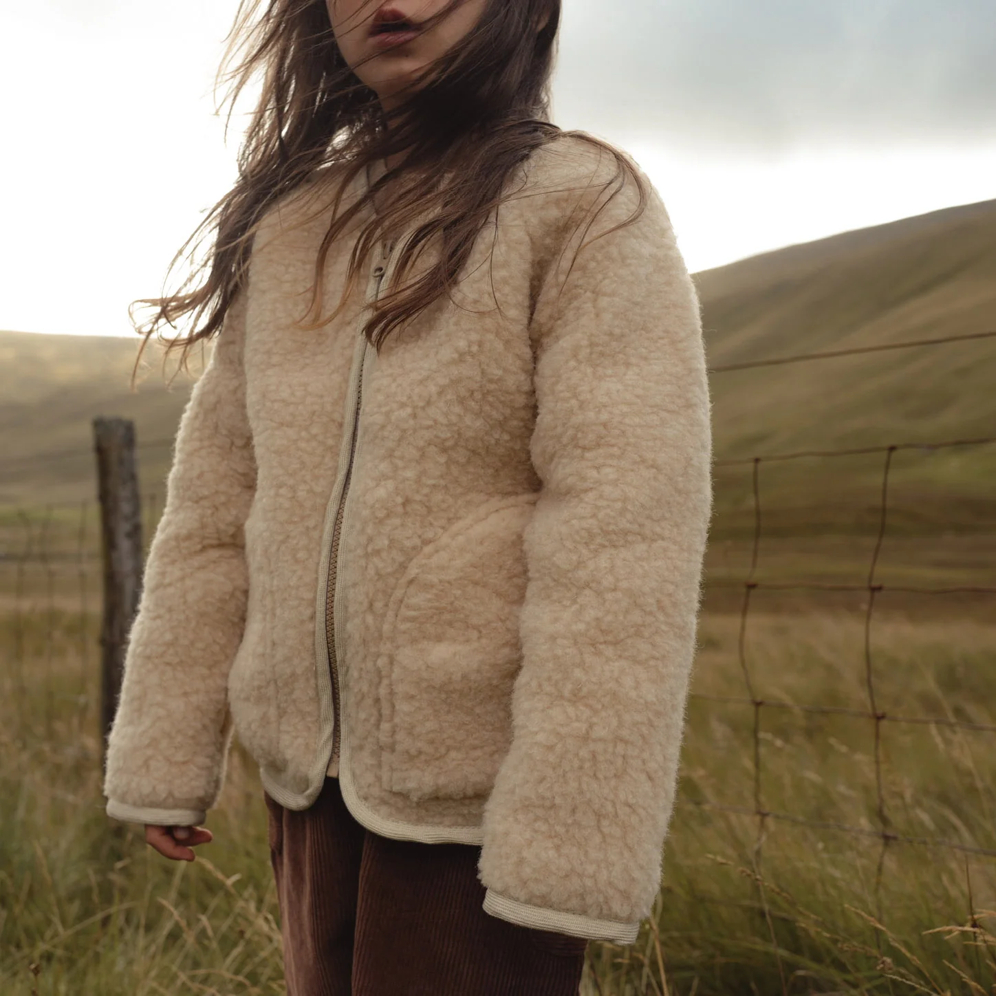 Oribi Baby & Kids Jacket - Wool Teddy Fleece - Oatmeal - Image 4