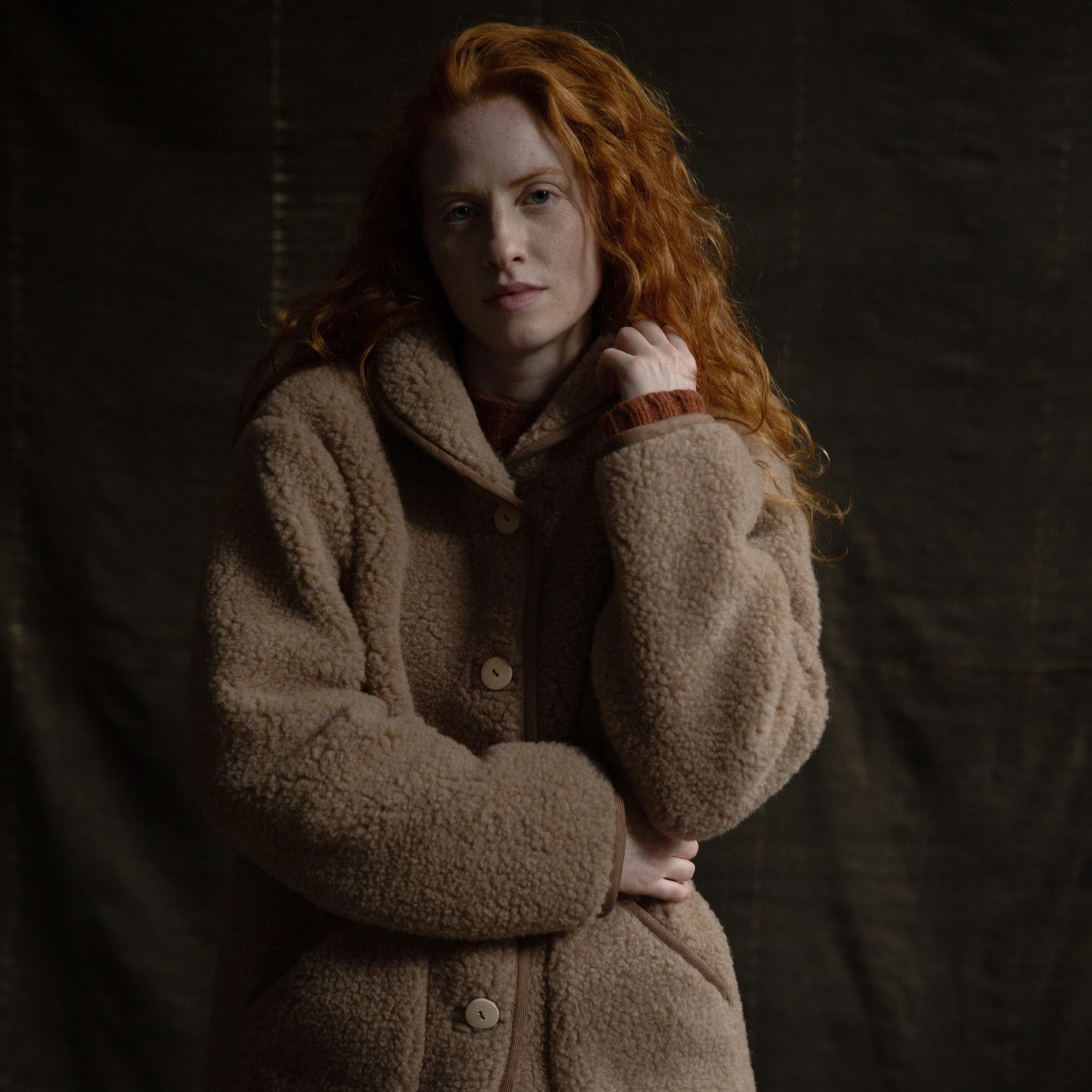 Oryx Women's Jacket - Wool Teddy Fleece - Walnut - Image 10