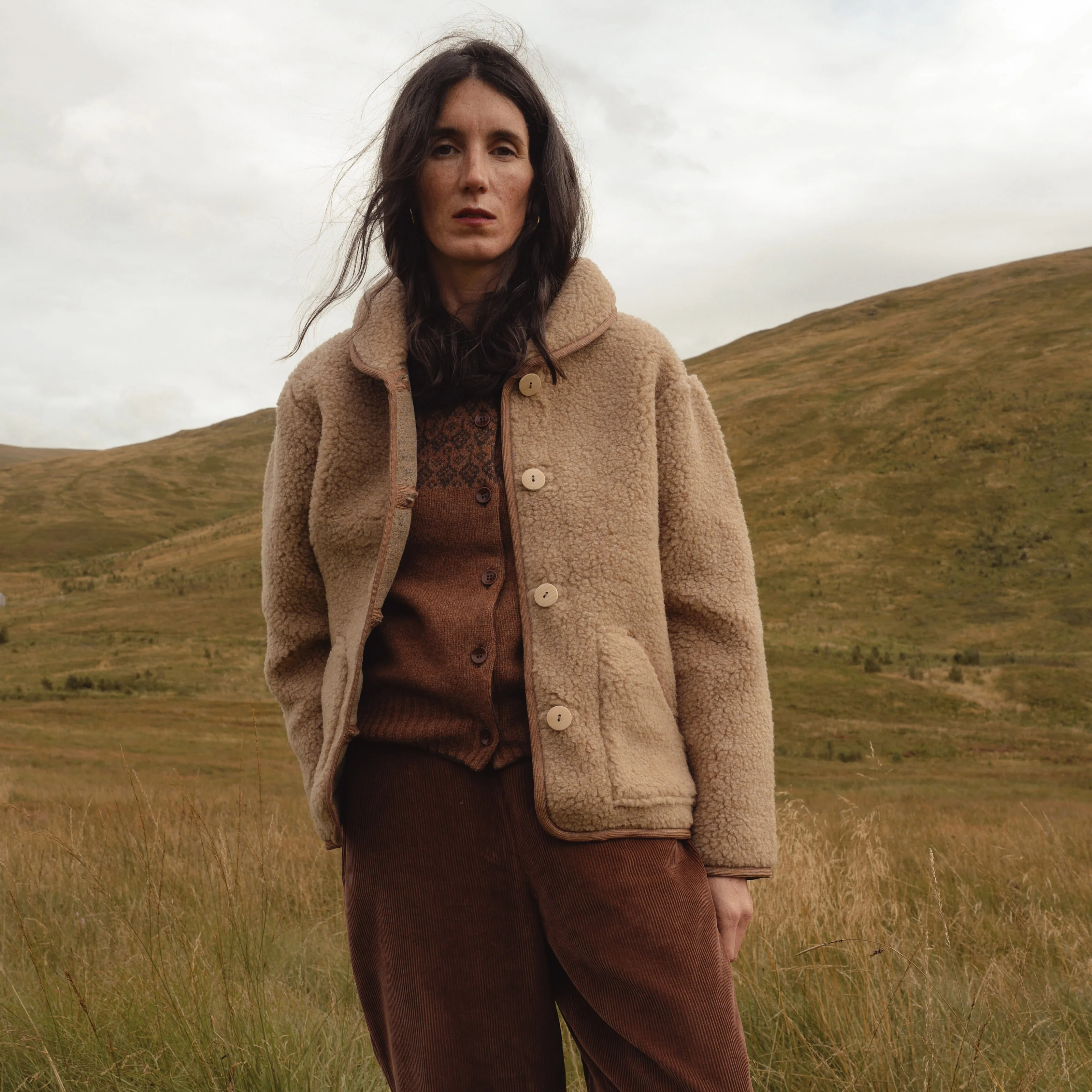 Oryx Women's Jacket - Wool Teddy Fleece - Walnut - Image 4