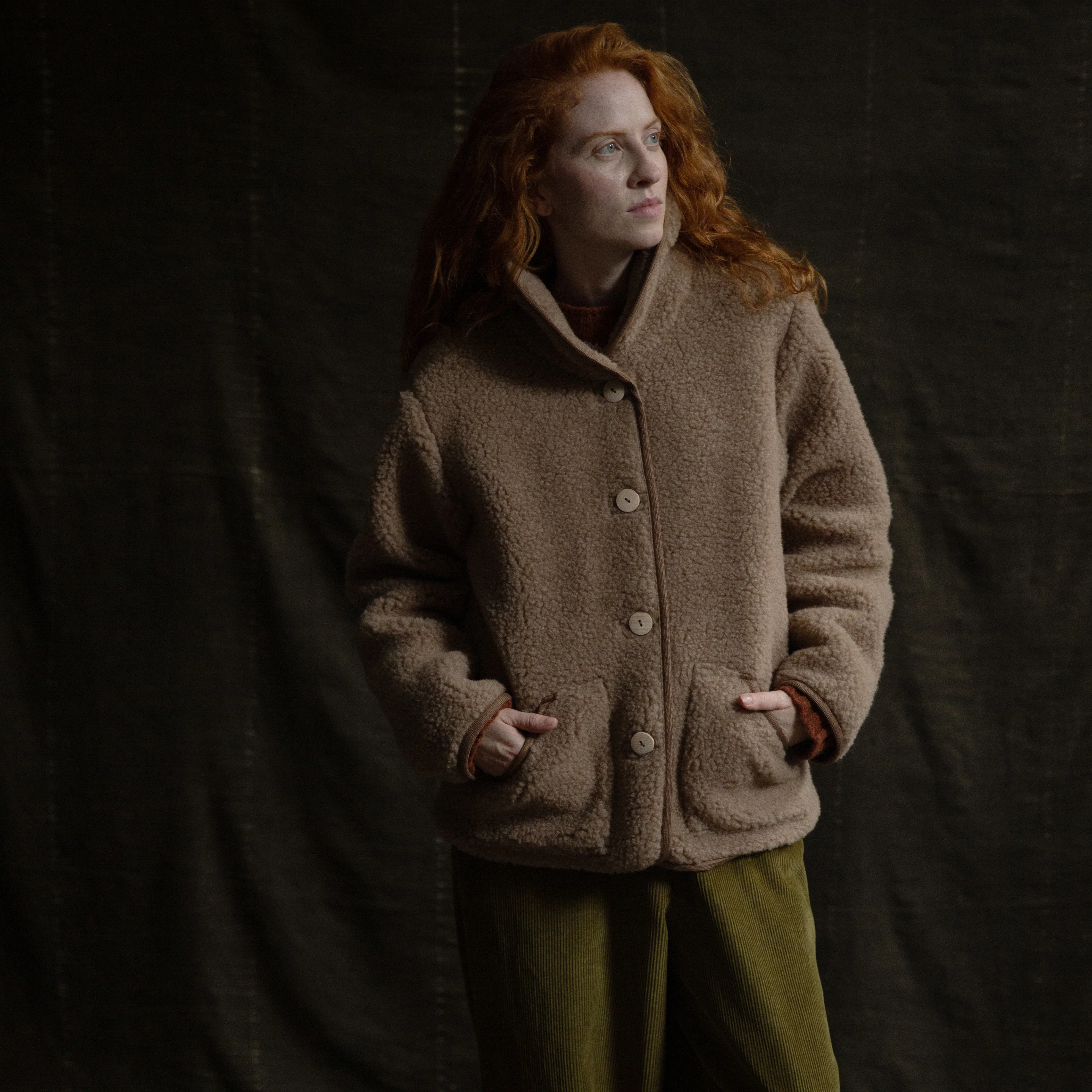 Oryx Women's Jacket - Wool Teddy Fleece - Walnut - Image 9