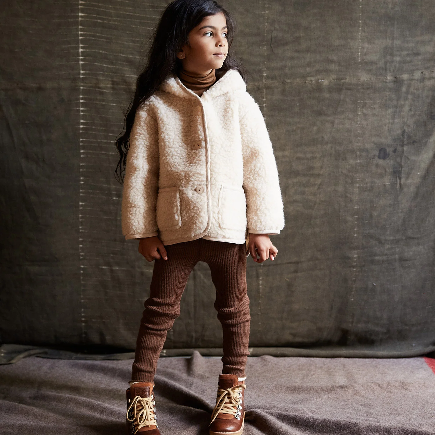 Otter Kids Jacket - Wool Teddy Fleece - Oatmeal