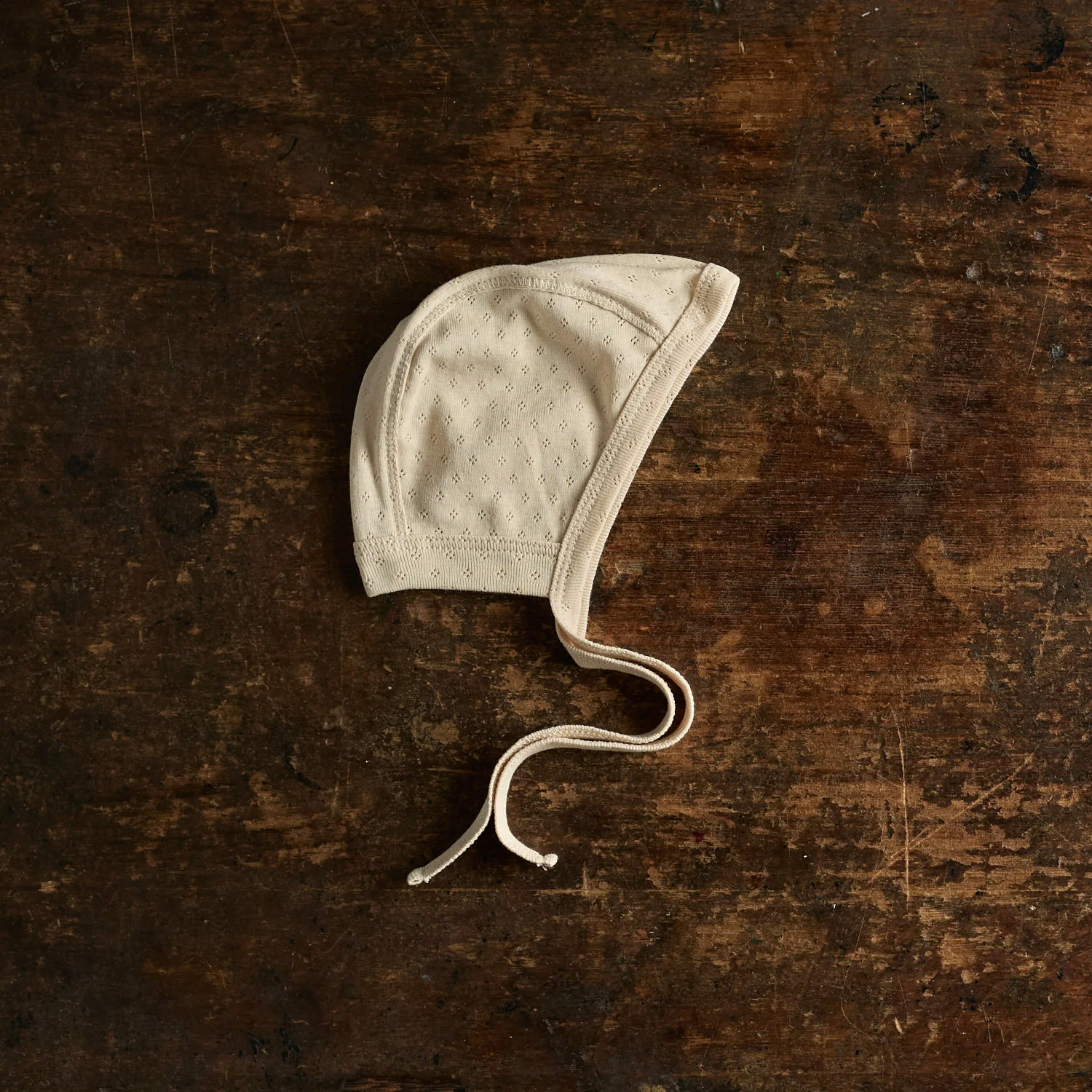 Piculet Baby Bonnet - Cotton Pointelle - Shell