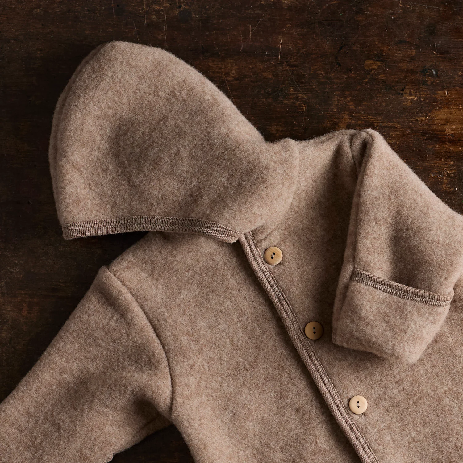 Pipit Baby Suit - Merino Wool Fleece - Driftwood - Image 10