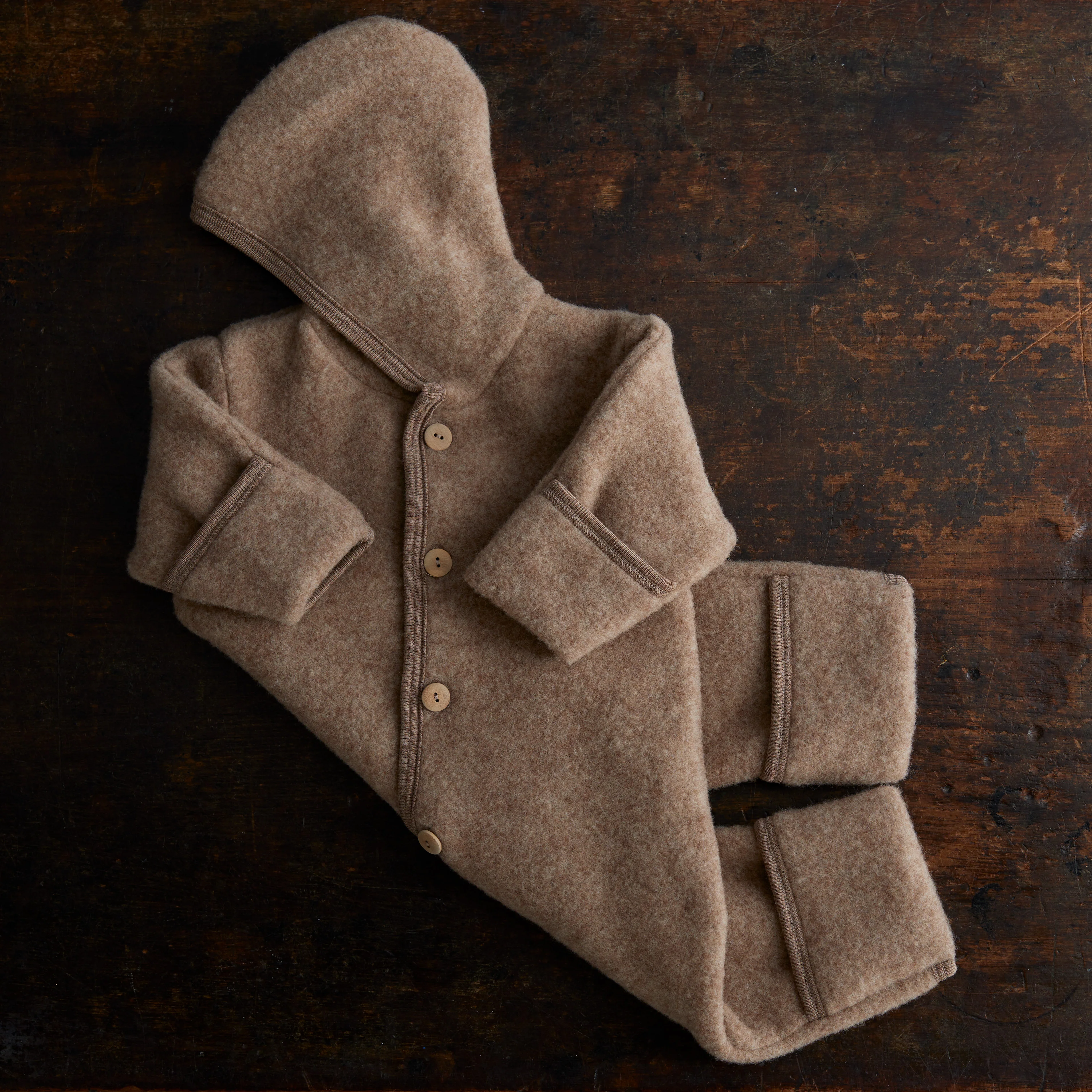 Pipit Baby Suit - Merino Wool Fleece - Driftwood - Image 11