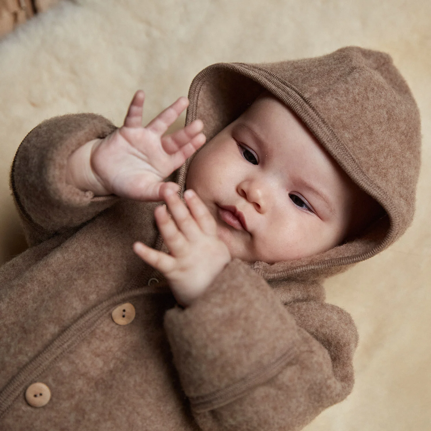 Pipit Baby Suit - Merino Wool Fleece - Driftwood - Image 5