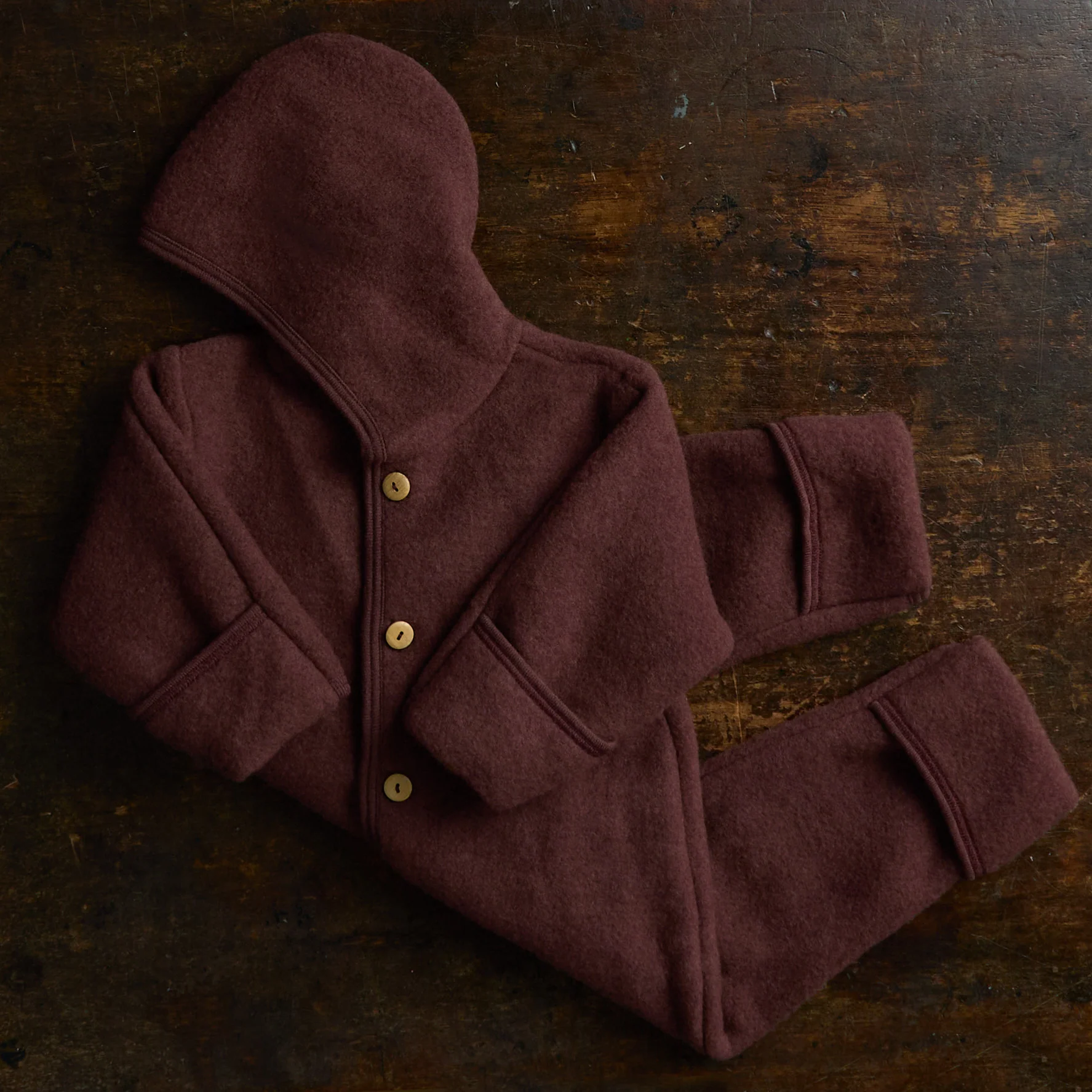 Pipit Baby Suit - Merino Wool Fleece - Fig - Image 2