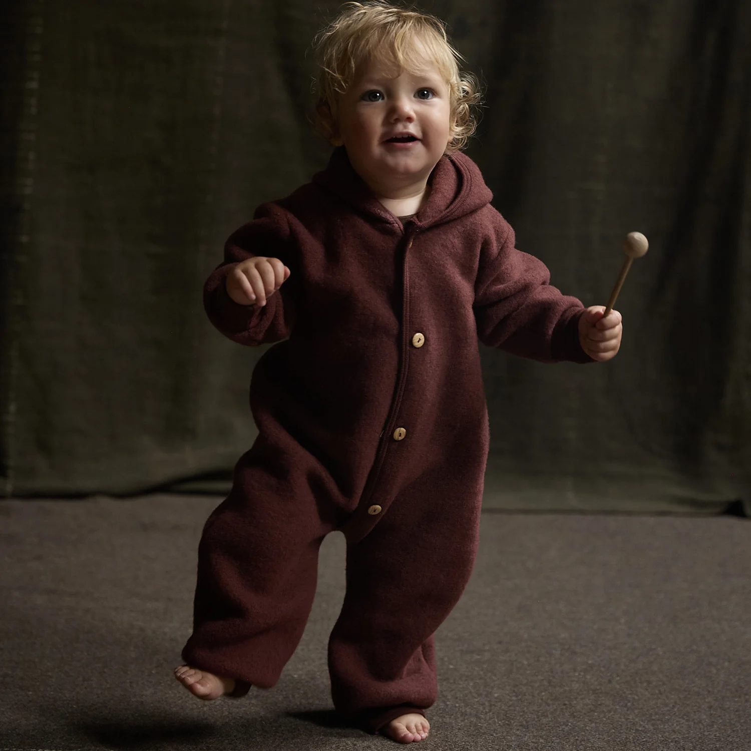 Pipit Baby Suit - Merino Wool Fleece - Fig - Image 3