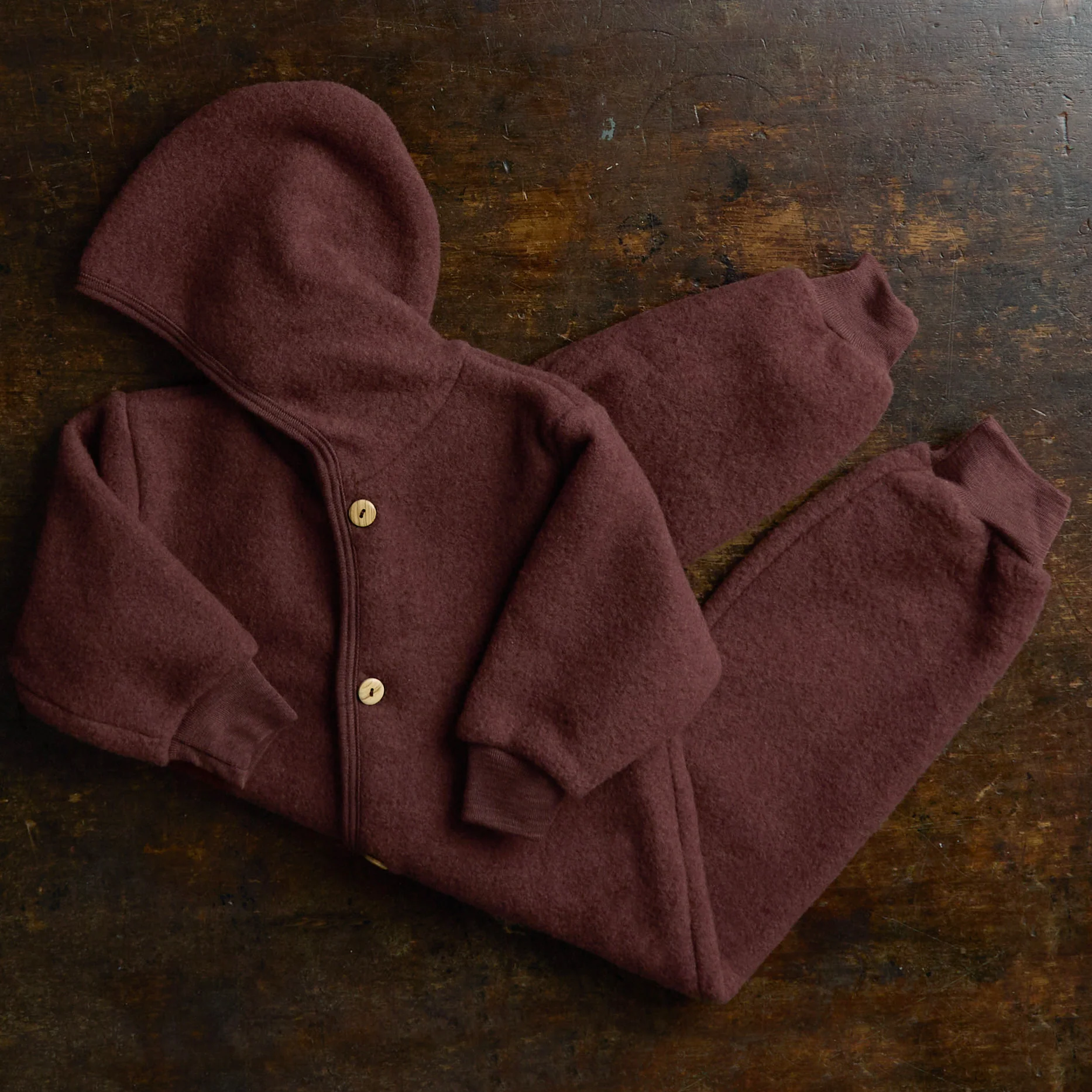 Pipit Baby Suit - Merino Wool Fleece - Fig - Image 5