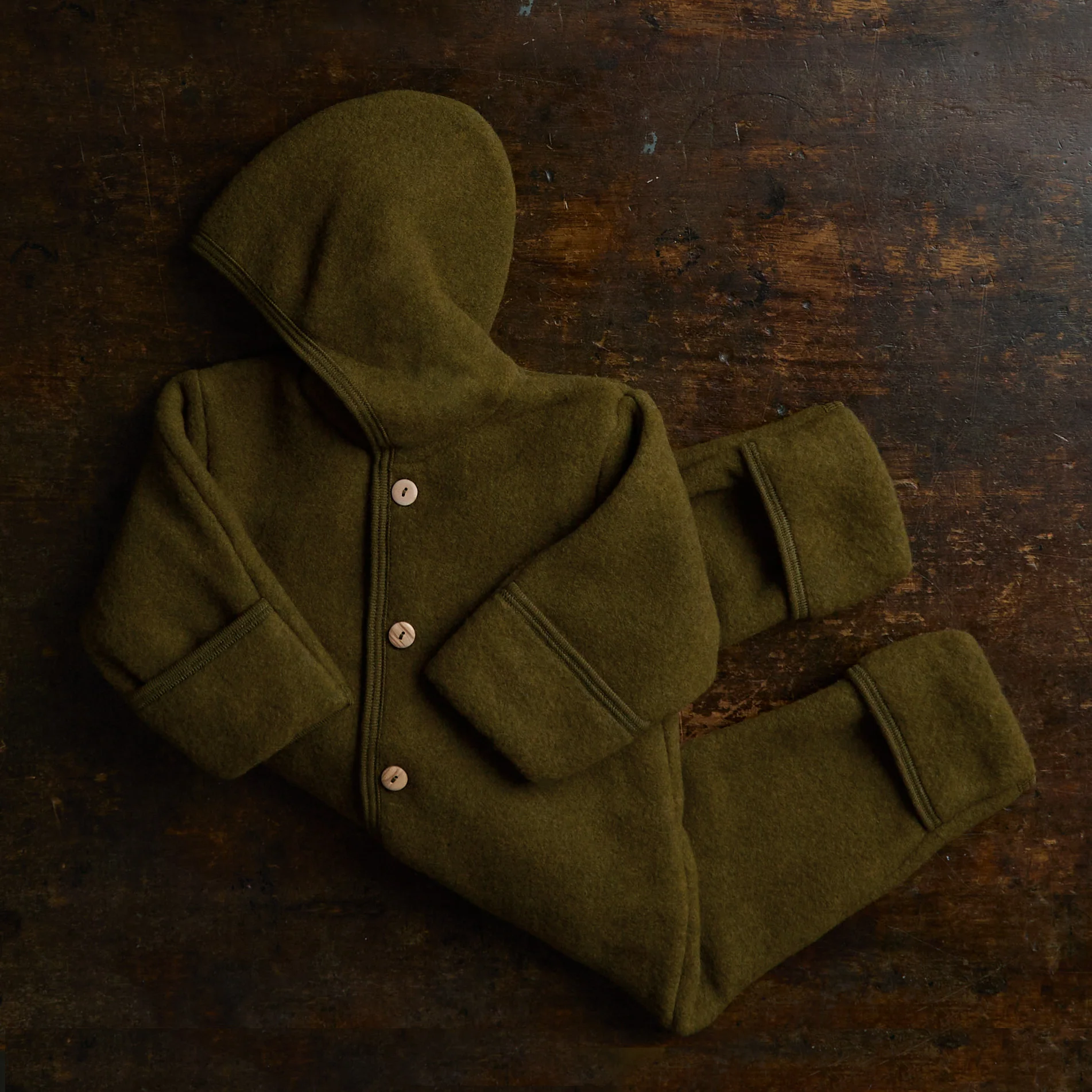 Pipit Baby Suit - Merino Wool Fleece - Seaweed - Image 2