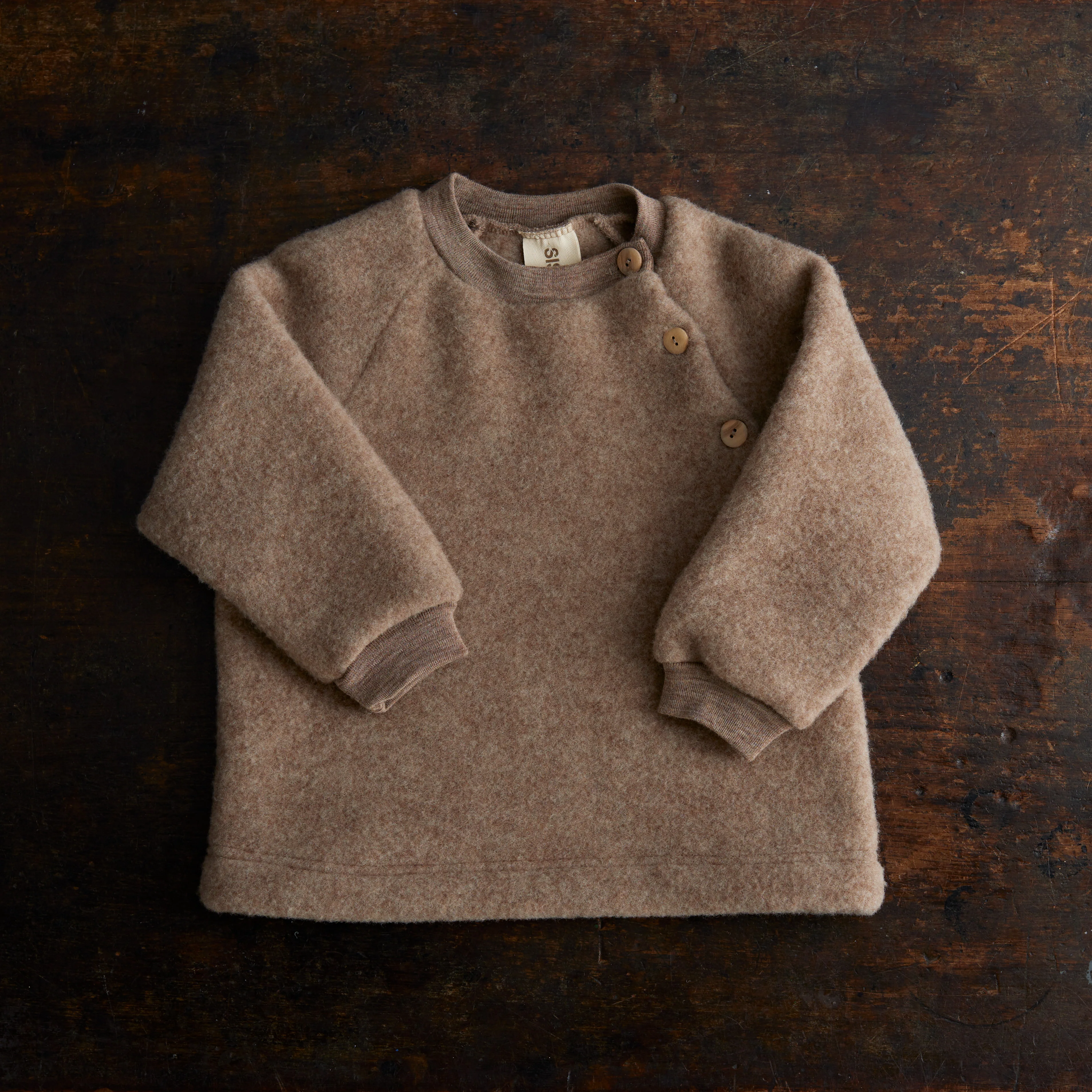 Puffin Baby & Kids Sweater - Merino Wool Fleece - Driftwood - Image 4