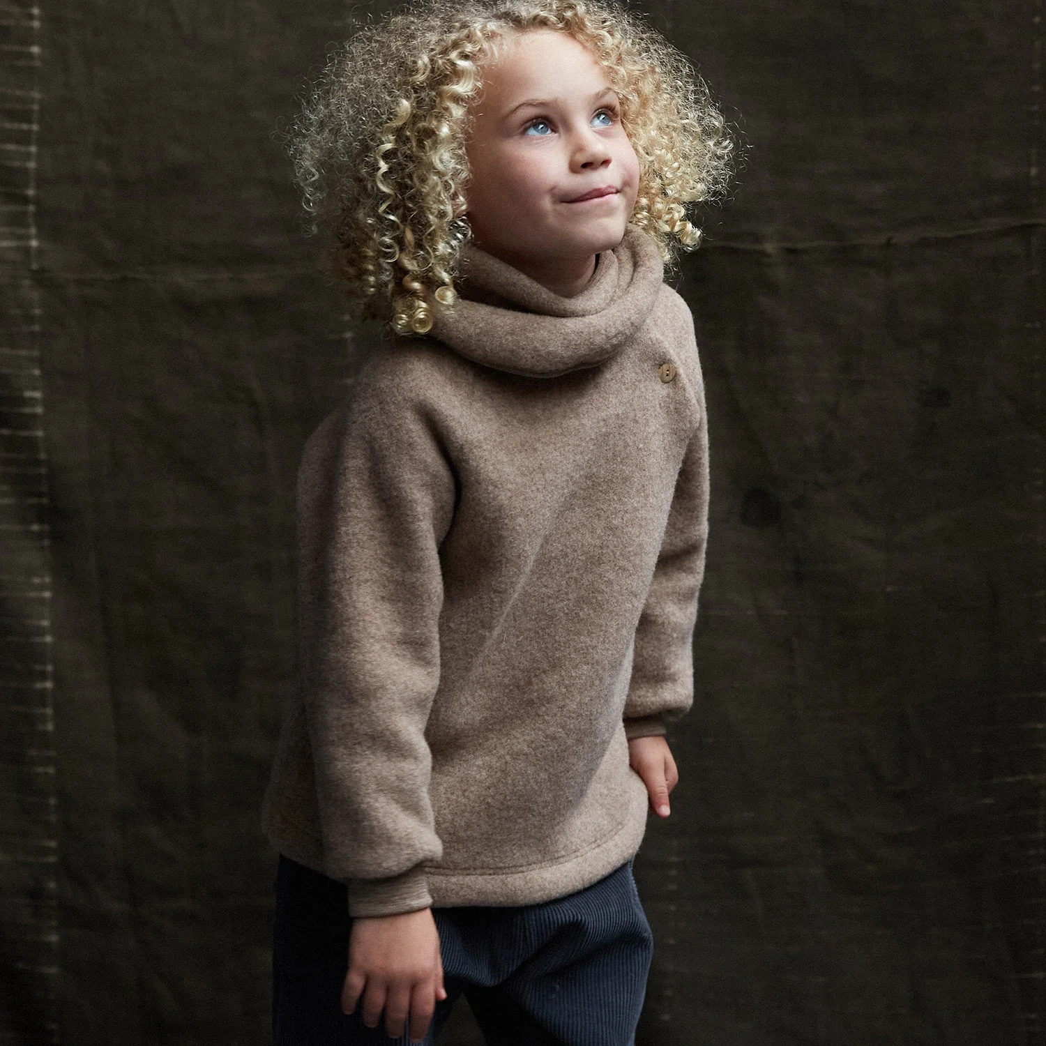 Puffin Baby & Kids Sweater - Merino Wool Fleece - Driftwood - Image 9