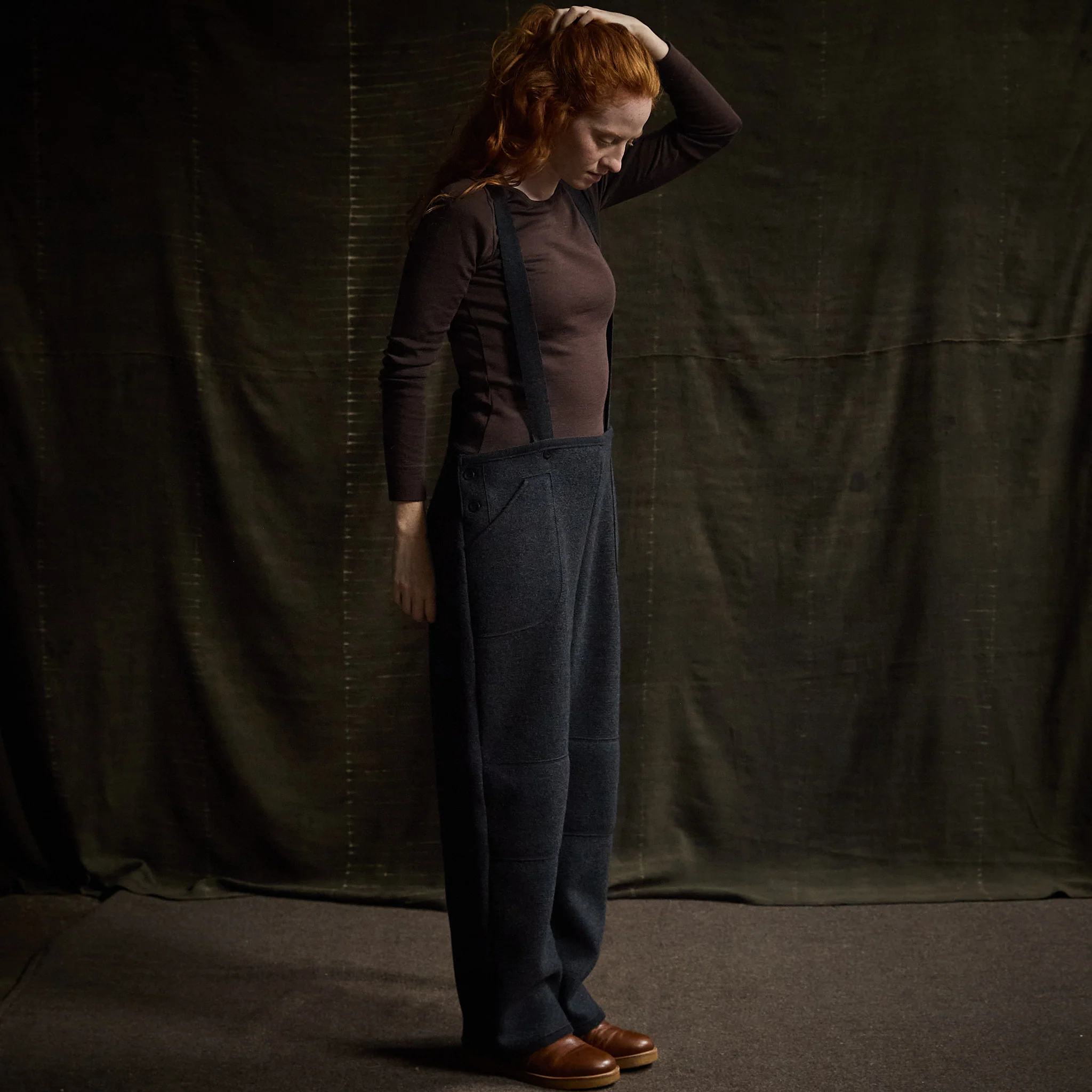 Roam Women's Trousers/Dungarees - Boiled Merino Wool - Anthracite - Image 3