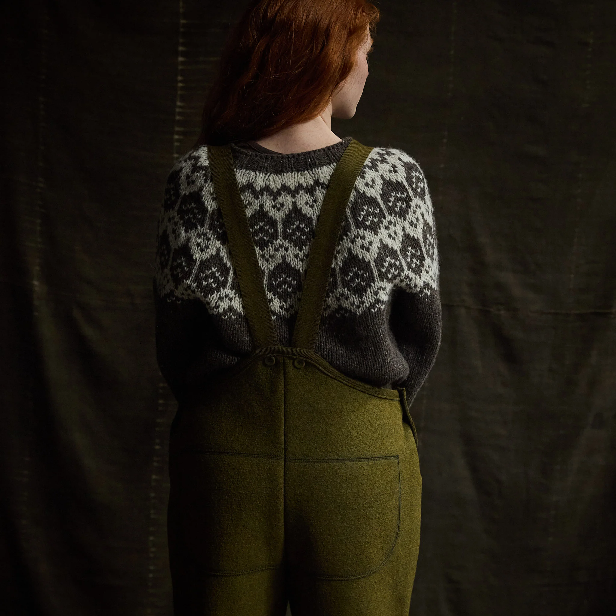 Roam Women's Trousers/Dungarees - Boiled Merino Wool - Seaweed - Image 3