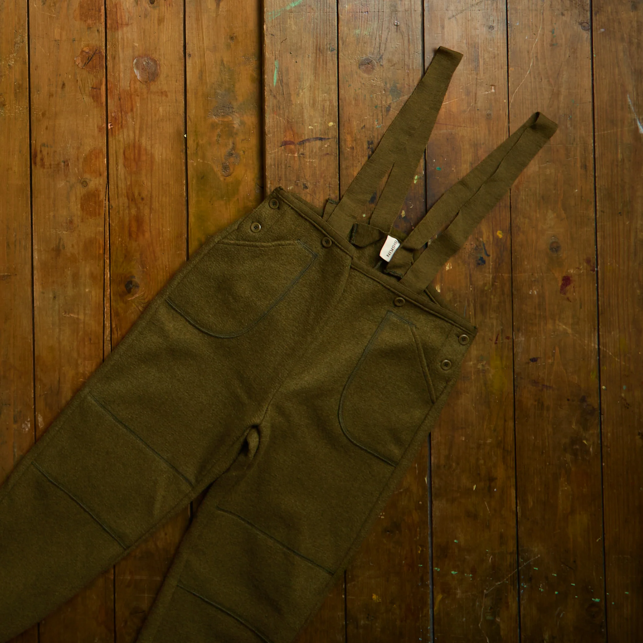 Roam Women's Trousers/Dungarees - Boiled Merino Wool - Seaweed - Image 5