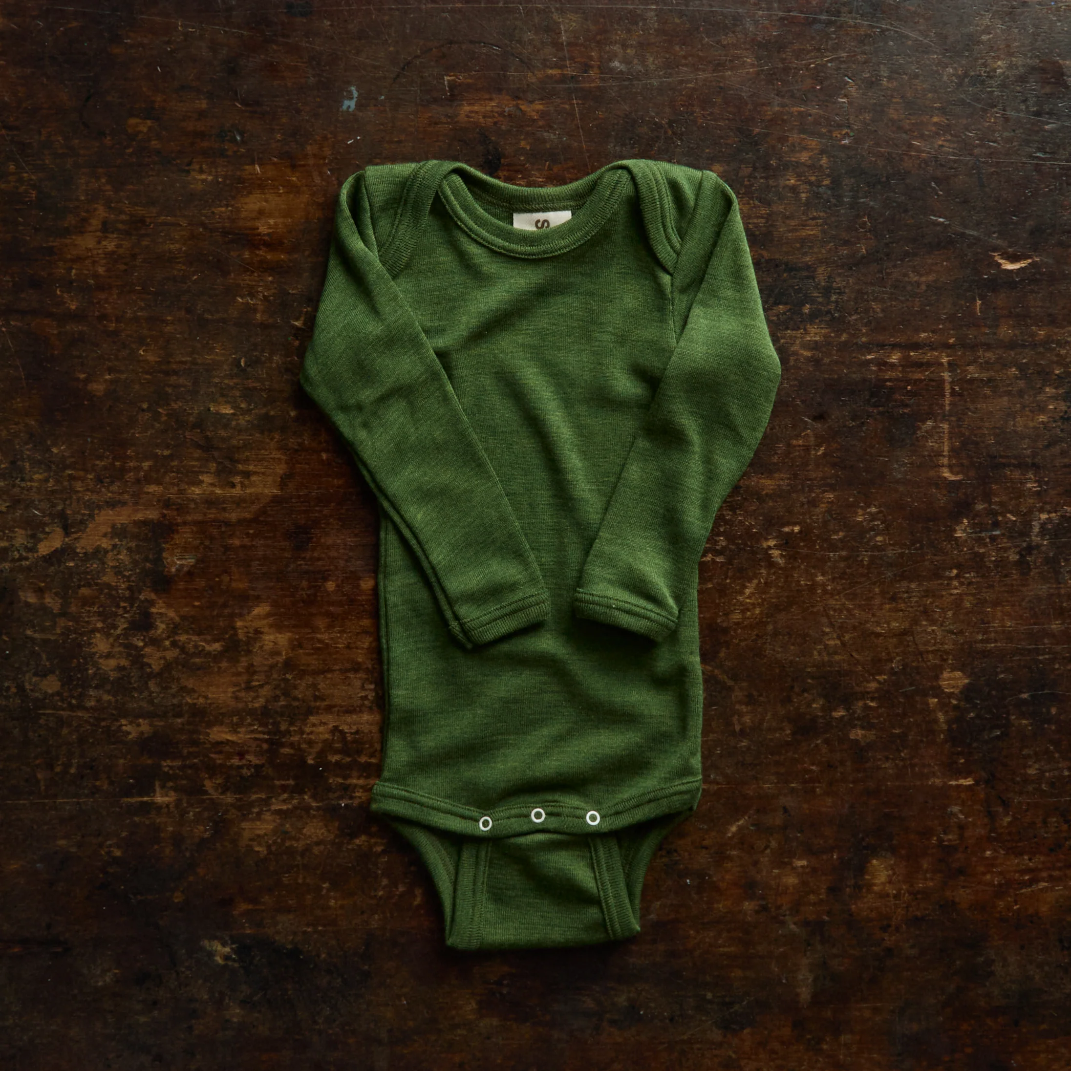 Robin Baby Body - Merino Wool & Silk - Forest - Image 2