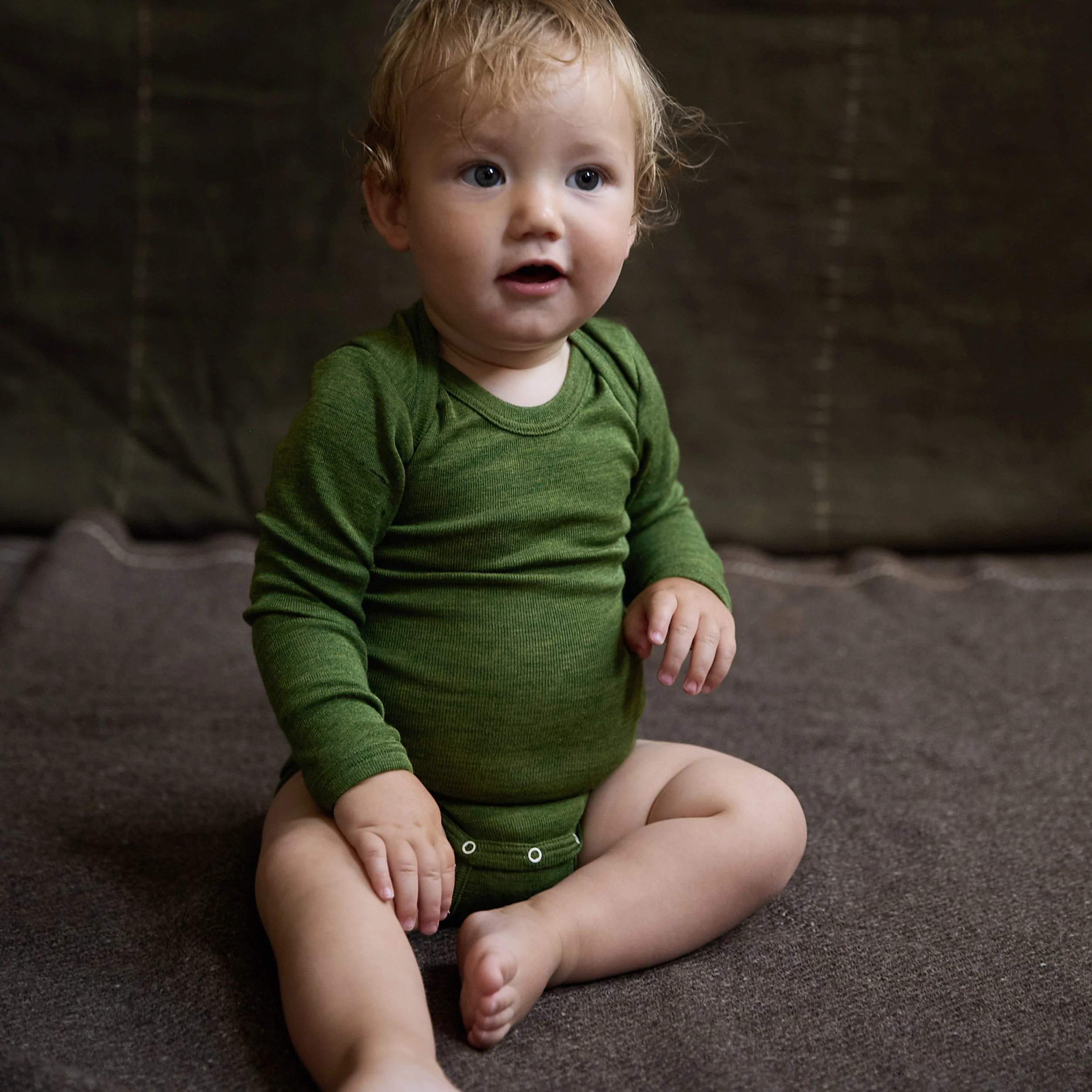 Robin Baby Body - Merino Wool & Silk - Forest - Image 3