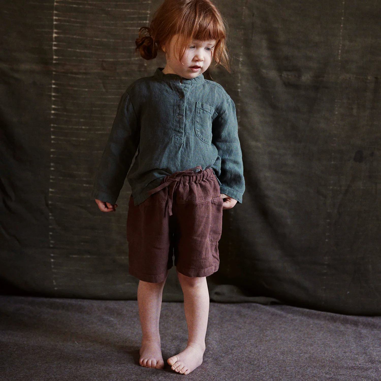 Rowan Baby & Kids Shorts - Linen - Damson - Image 17
