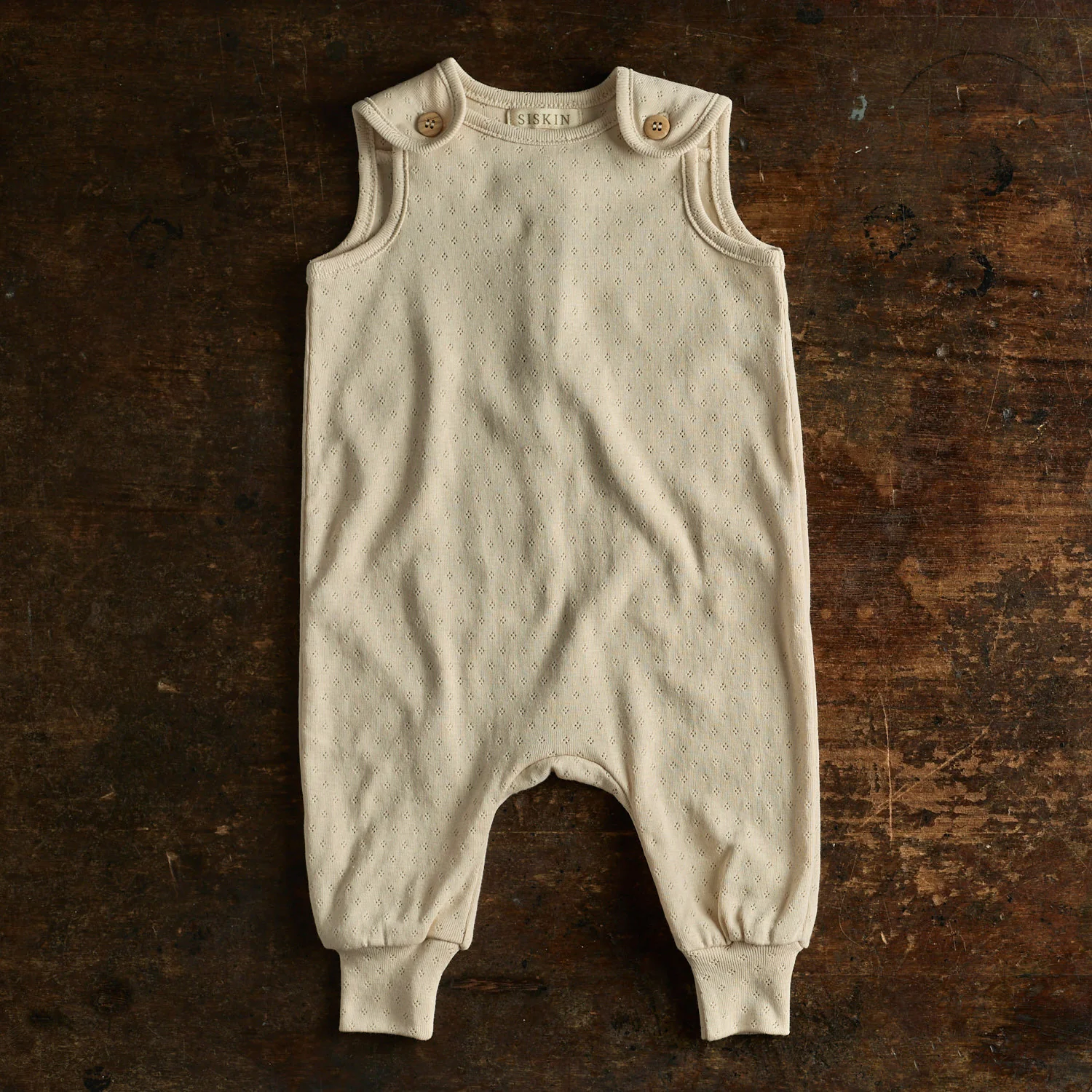 Ruff Baby Romper - Cotton Pointelle - Shell