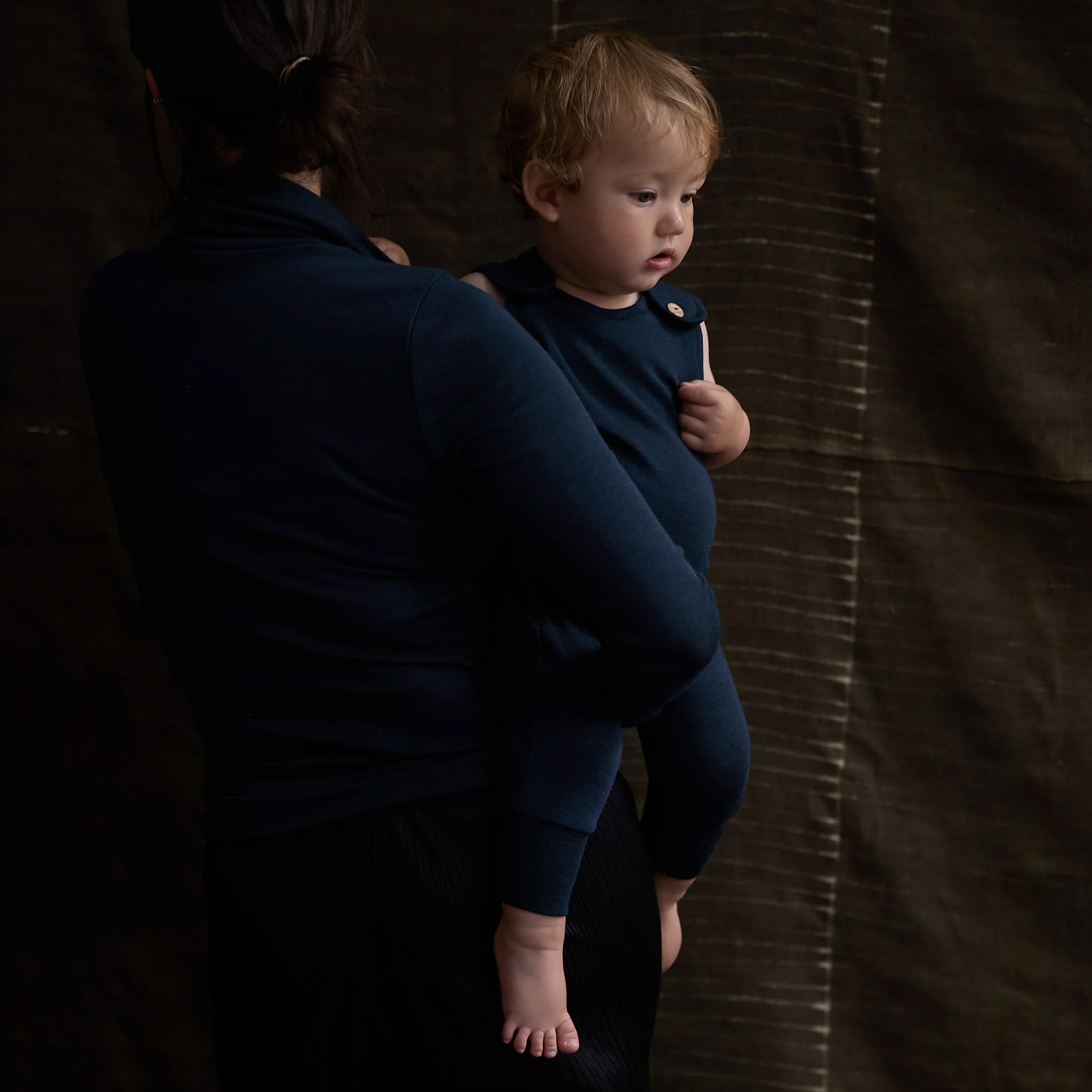 Ruff Baby Romper - Merino Wool & Silk - Night Ocean - Image 3