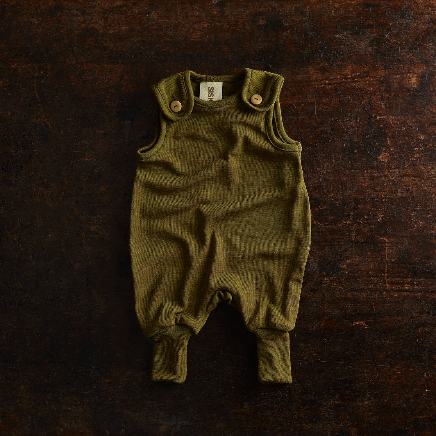 Ruff Baby Romper - Merino Wool & Silk - Seaweed - Image 2