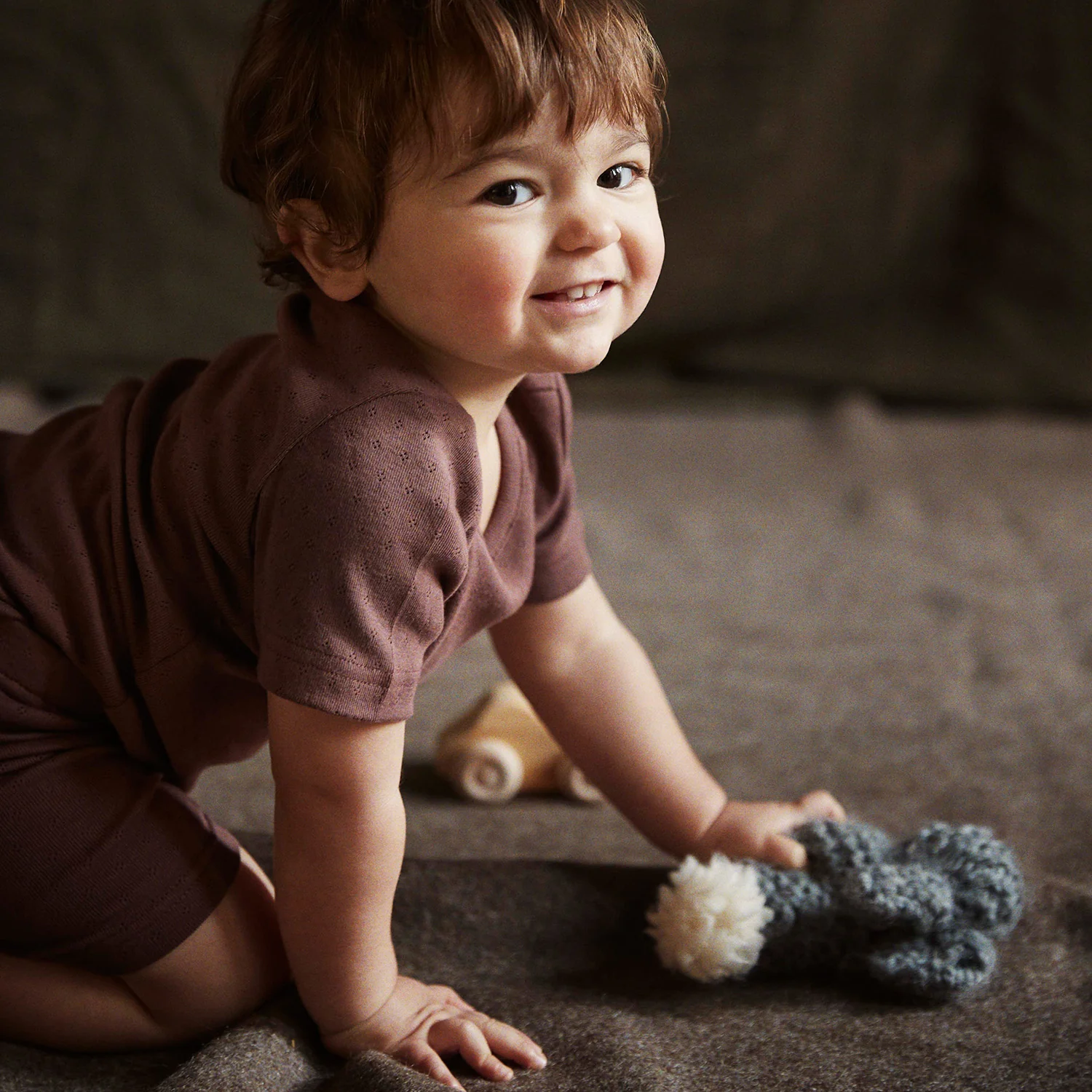 Smew Baby & Kids Top - Cotton Pointelle - Damson - Image 5