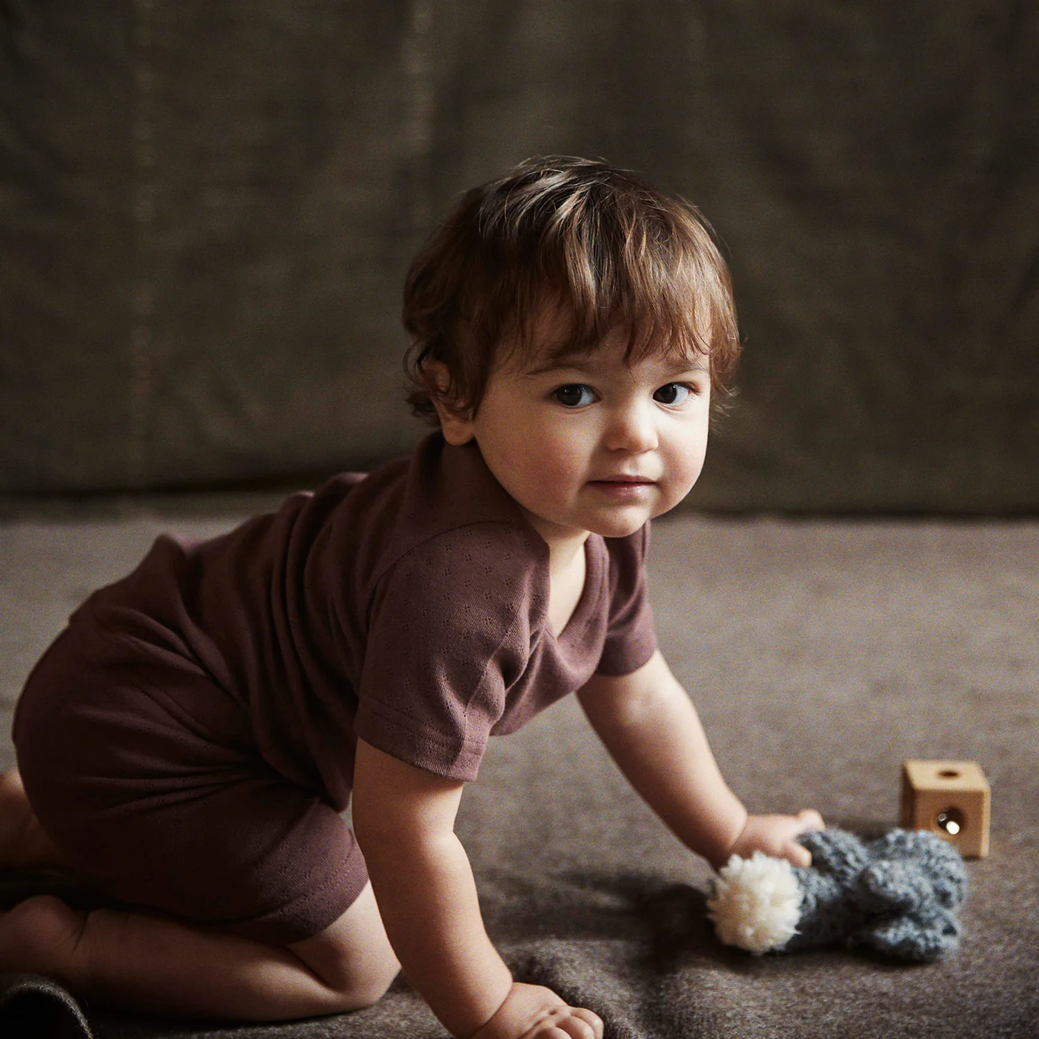 Smew Baby & Kids Top - Cotton Pointelle - Damson - Image 7