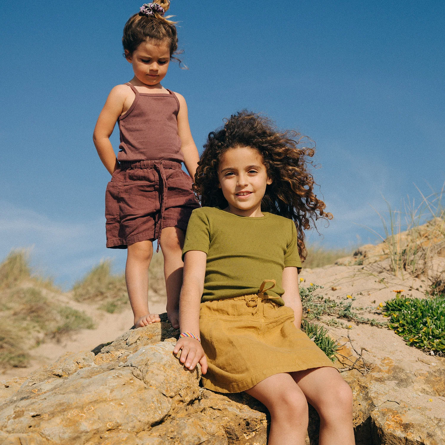 Smew Baby & Kids Top - Cotton Pointelle - Olive - Image 10