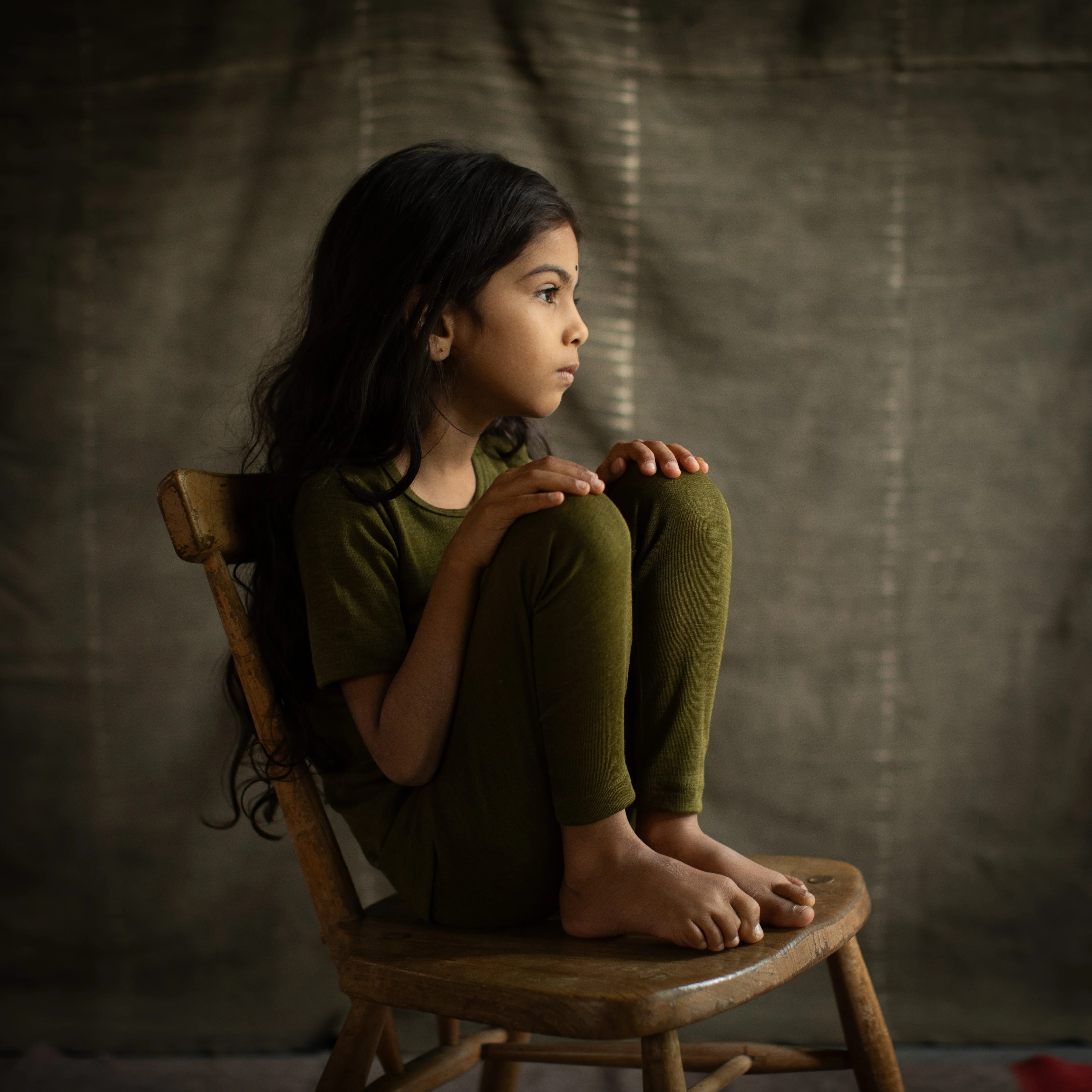 Smew Kids Top - Merino Wool & Silk - Seaweed - Image 3