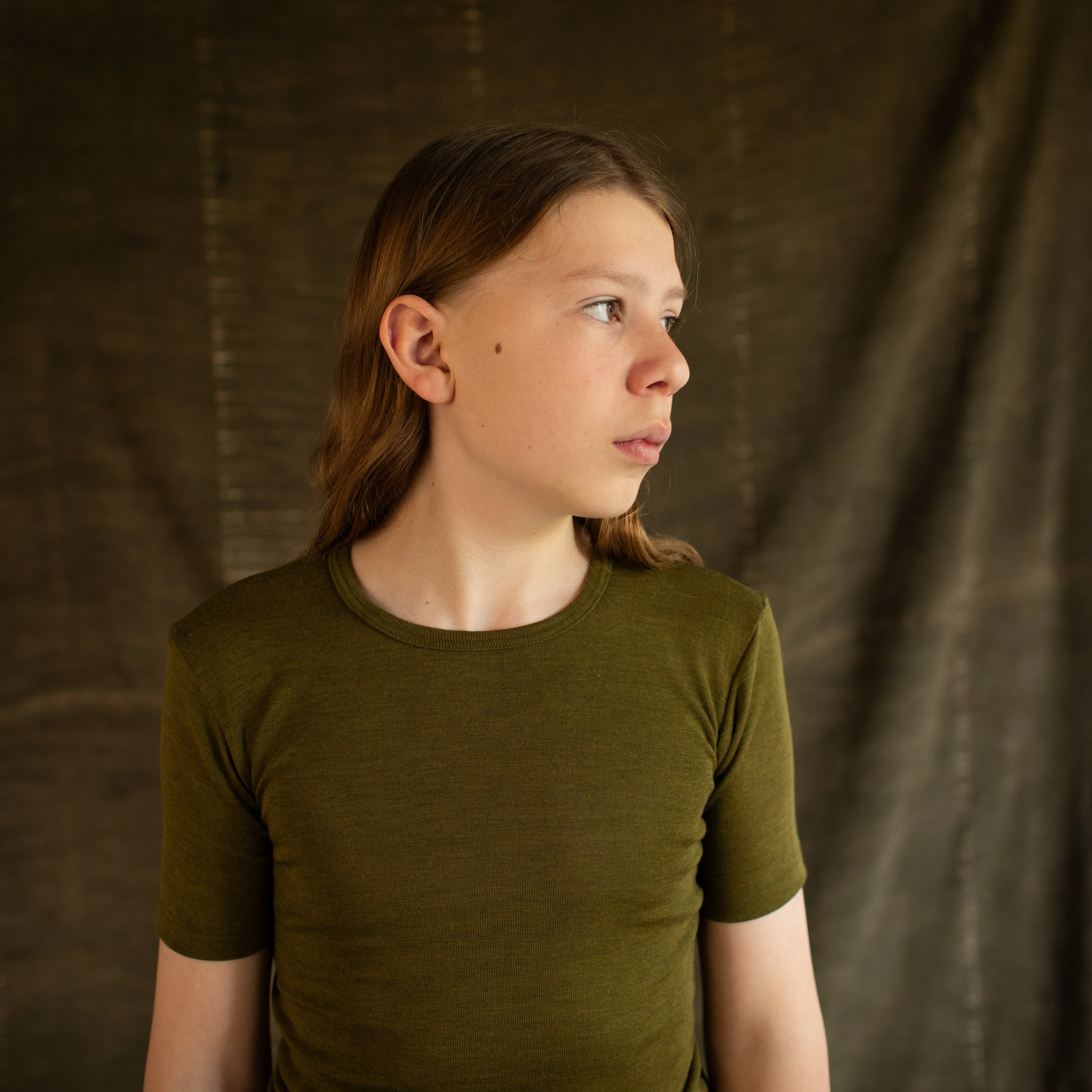 Smew Kids Top - Merino Wool & Silk - Seaweed - Image 4