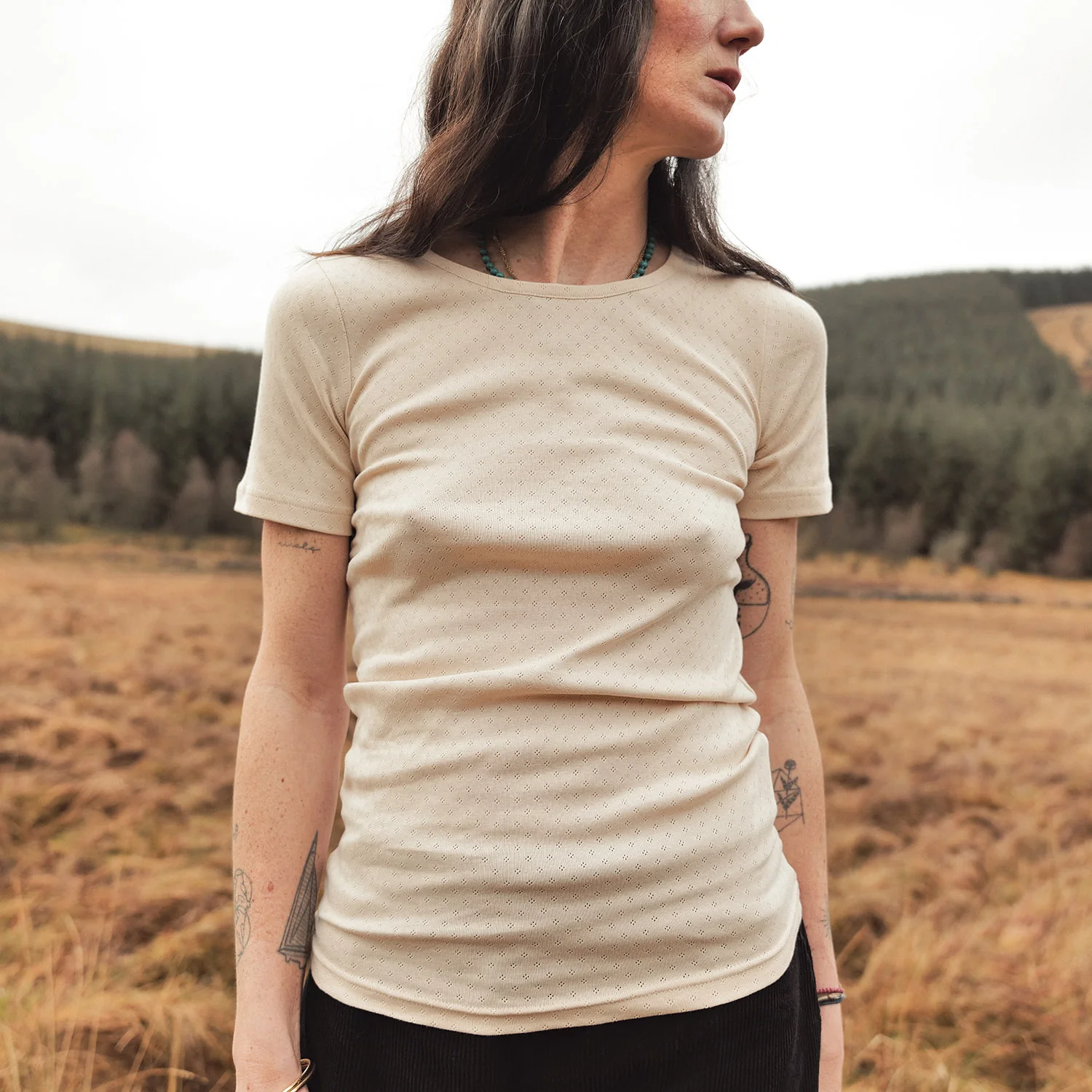 Smew Women's Top - Cotton Pointelle - Shell - Image 4