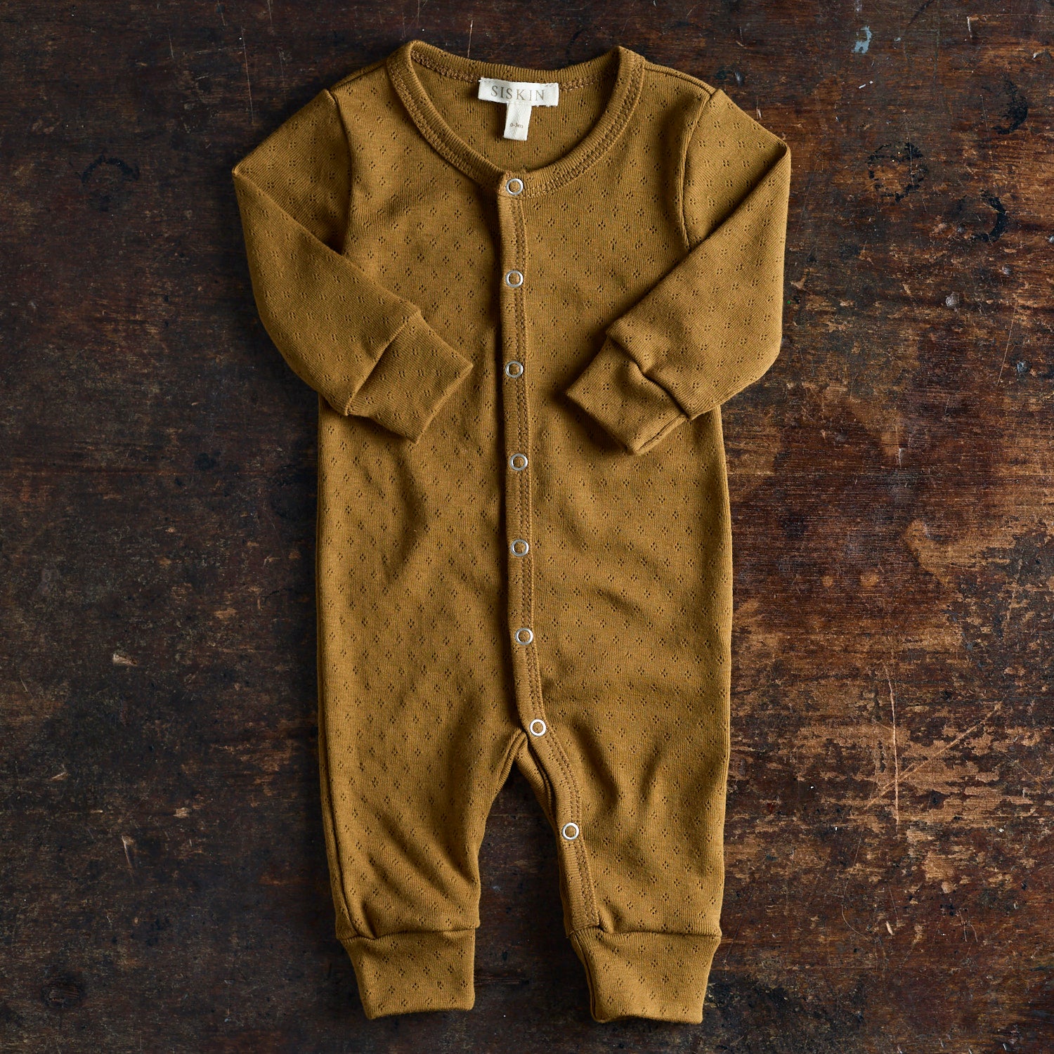 Stork Baby Pyjamas - Cotton Pointelle - Copper - Image 2