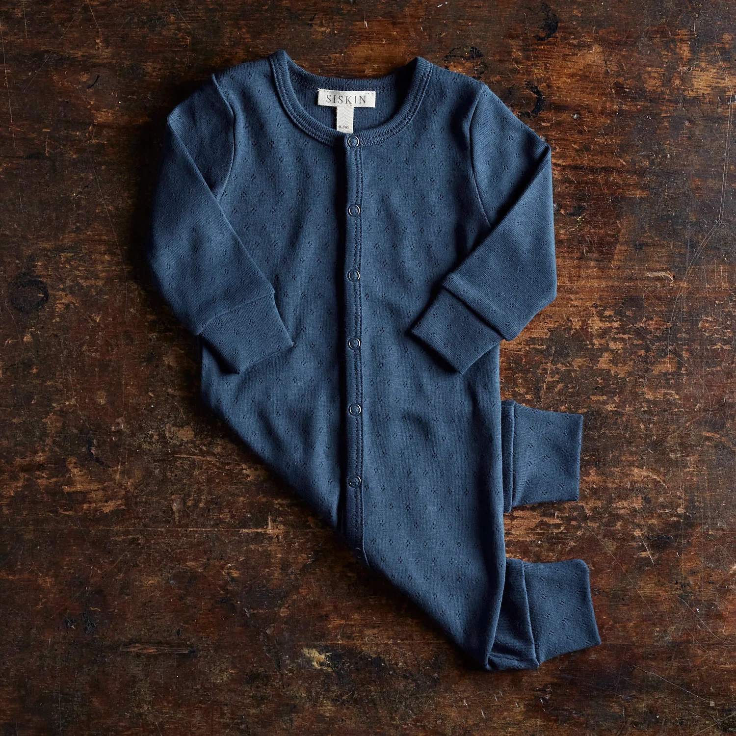 Stork Baby Pyjamas - Cotton Pointelle - Midnight - Image 4